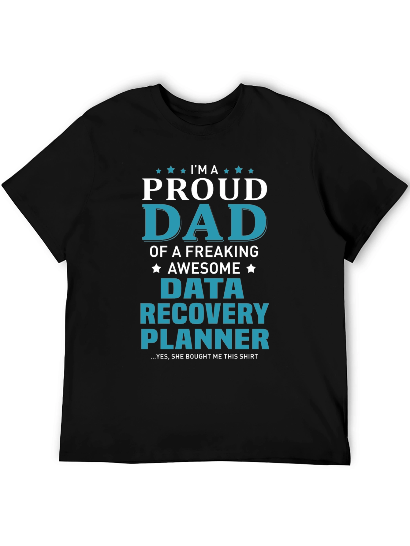 Black Proud Dad Data Recovery Planner Graphic Tee view 5