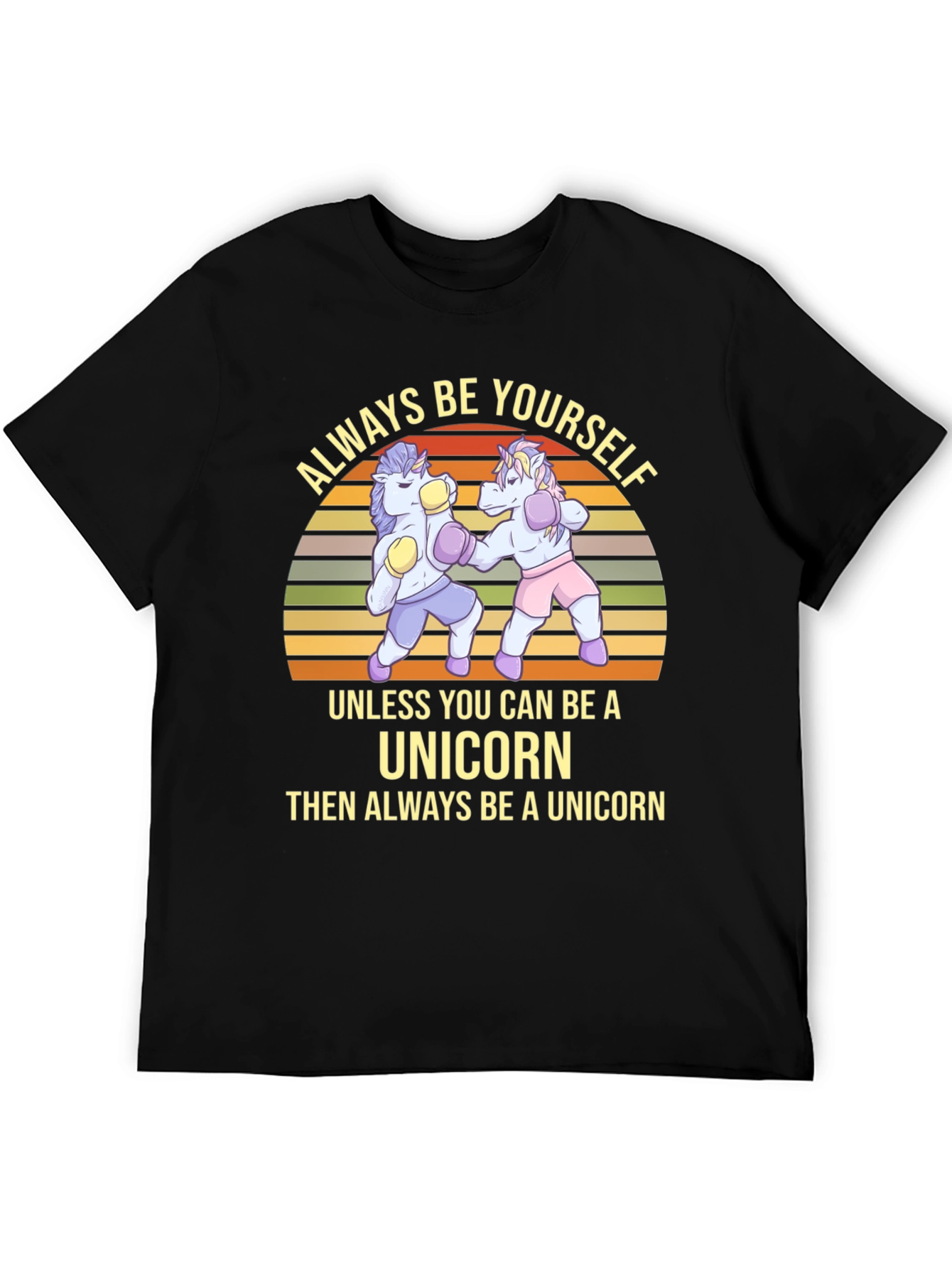 Black Always Be Yourself Unicorn Boxing Graphic Tee view 5