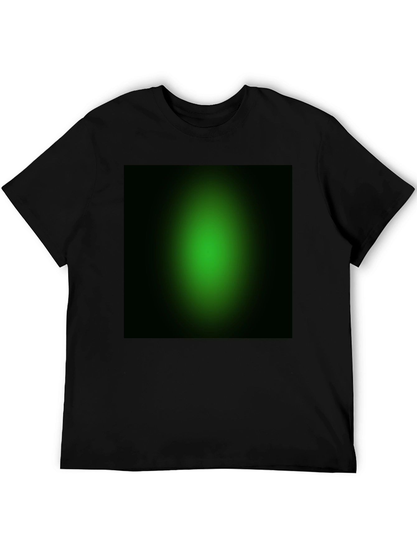 Black Men's Black T-Shirt with Green Gradient Design view 5