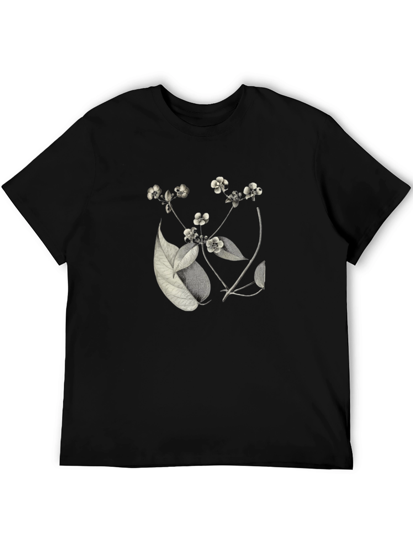 Black Botanical Print Black T-Shirt view 5