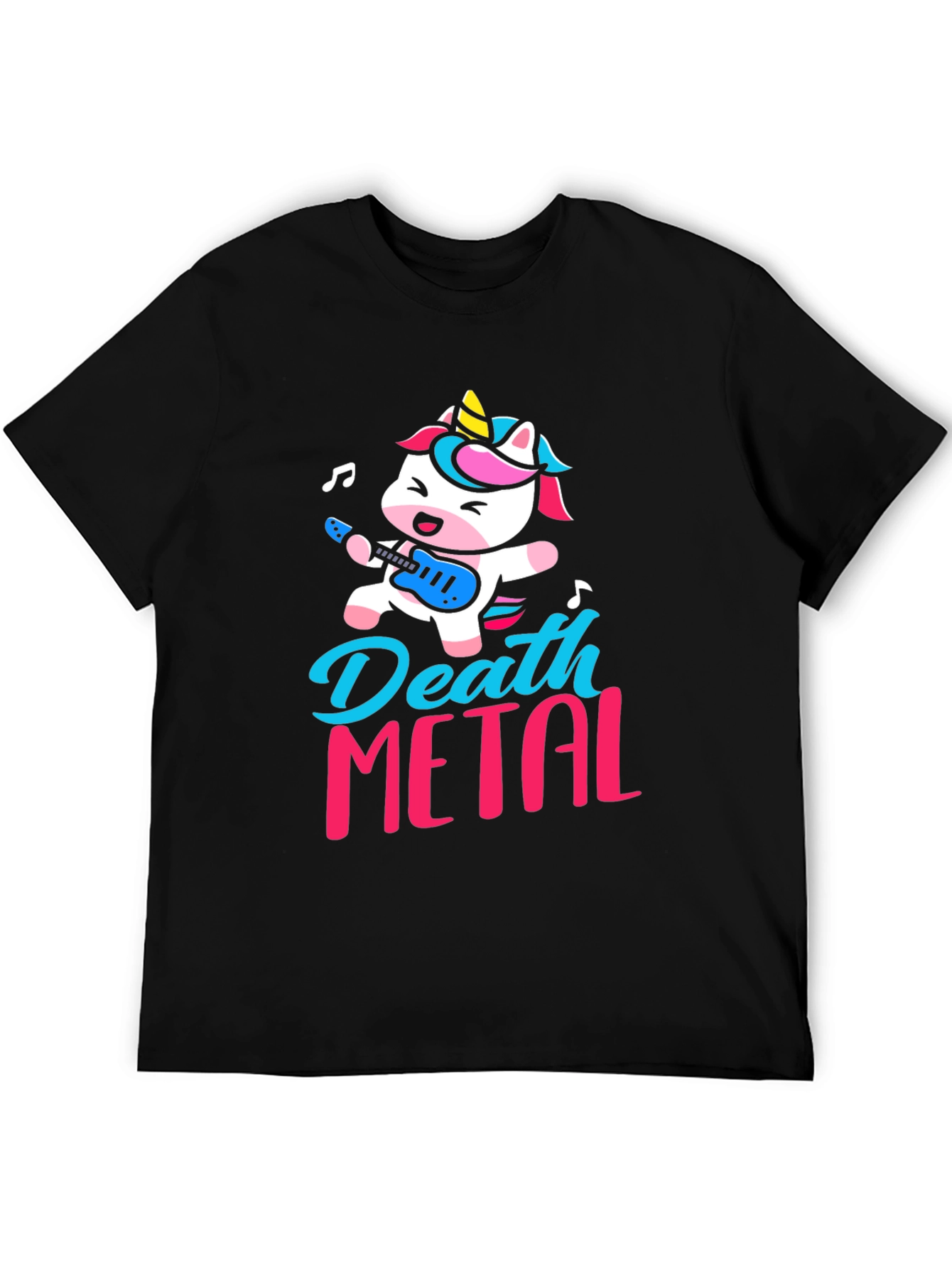Black Death Metal Unicorn Graphic T-Shirt view 5