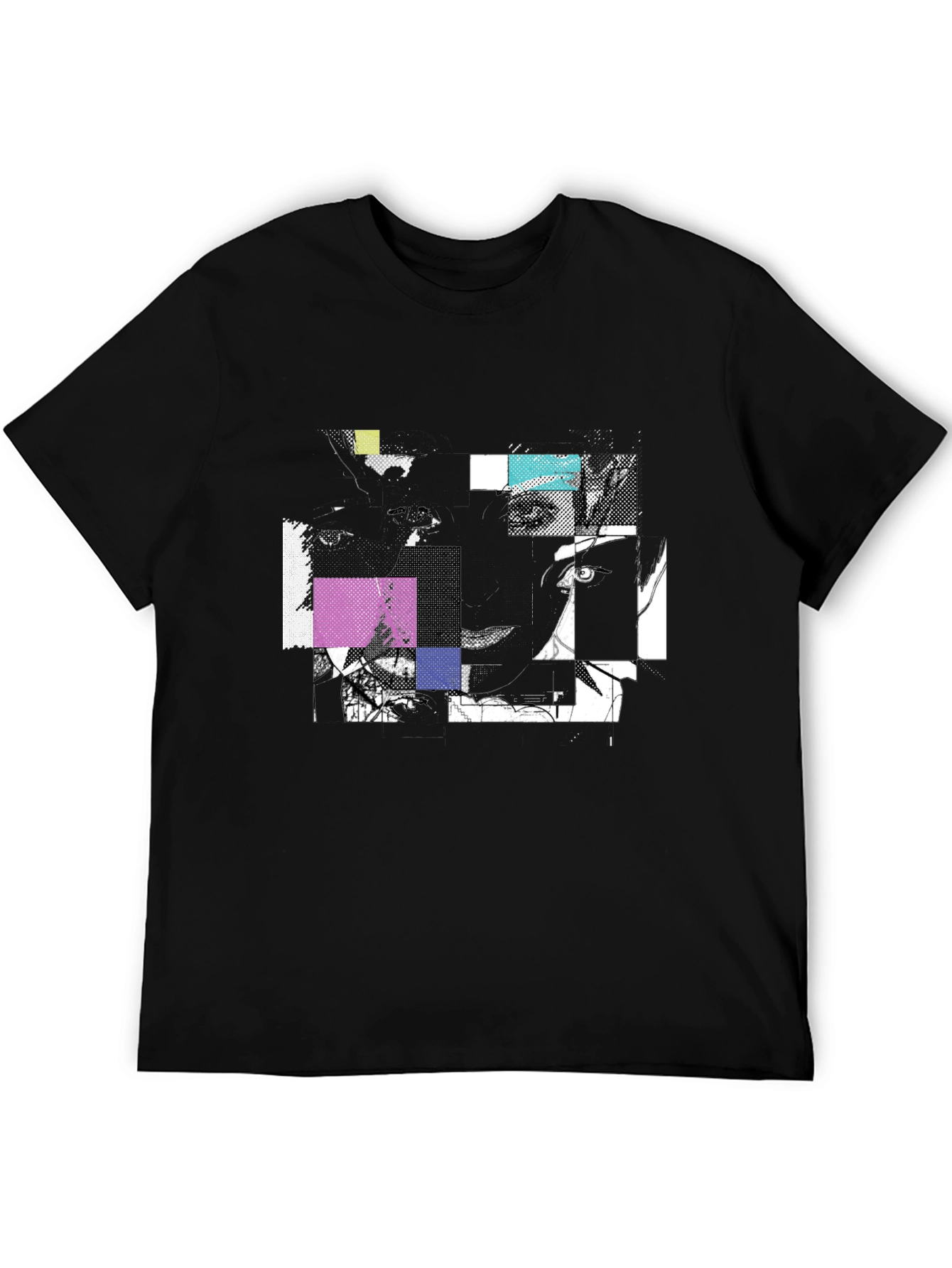 Black Abstract Geometric Graphic Print Black T-Shirt view 5