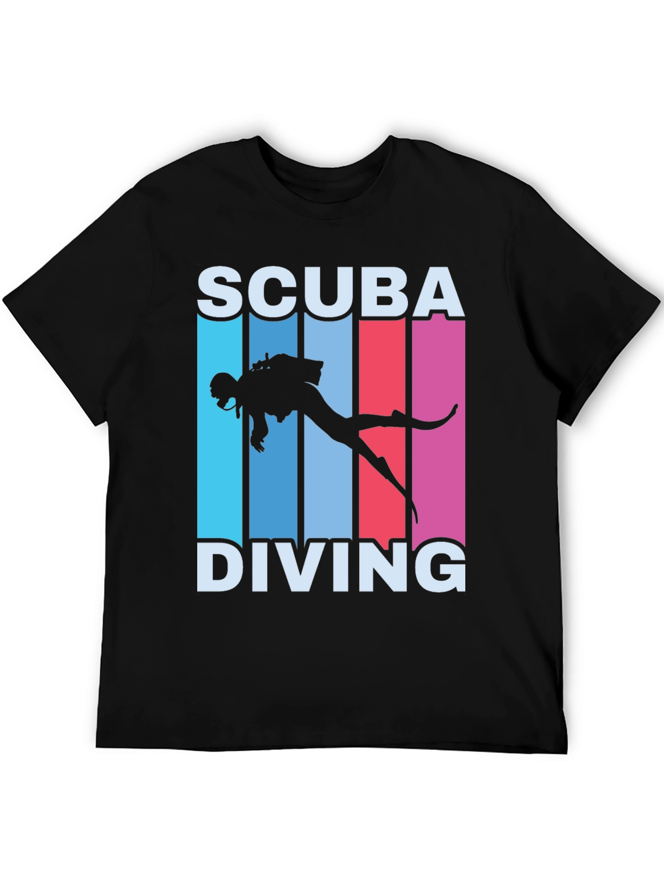 Black Scuba Diving Retro T-Shirt view 5