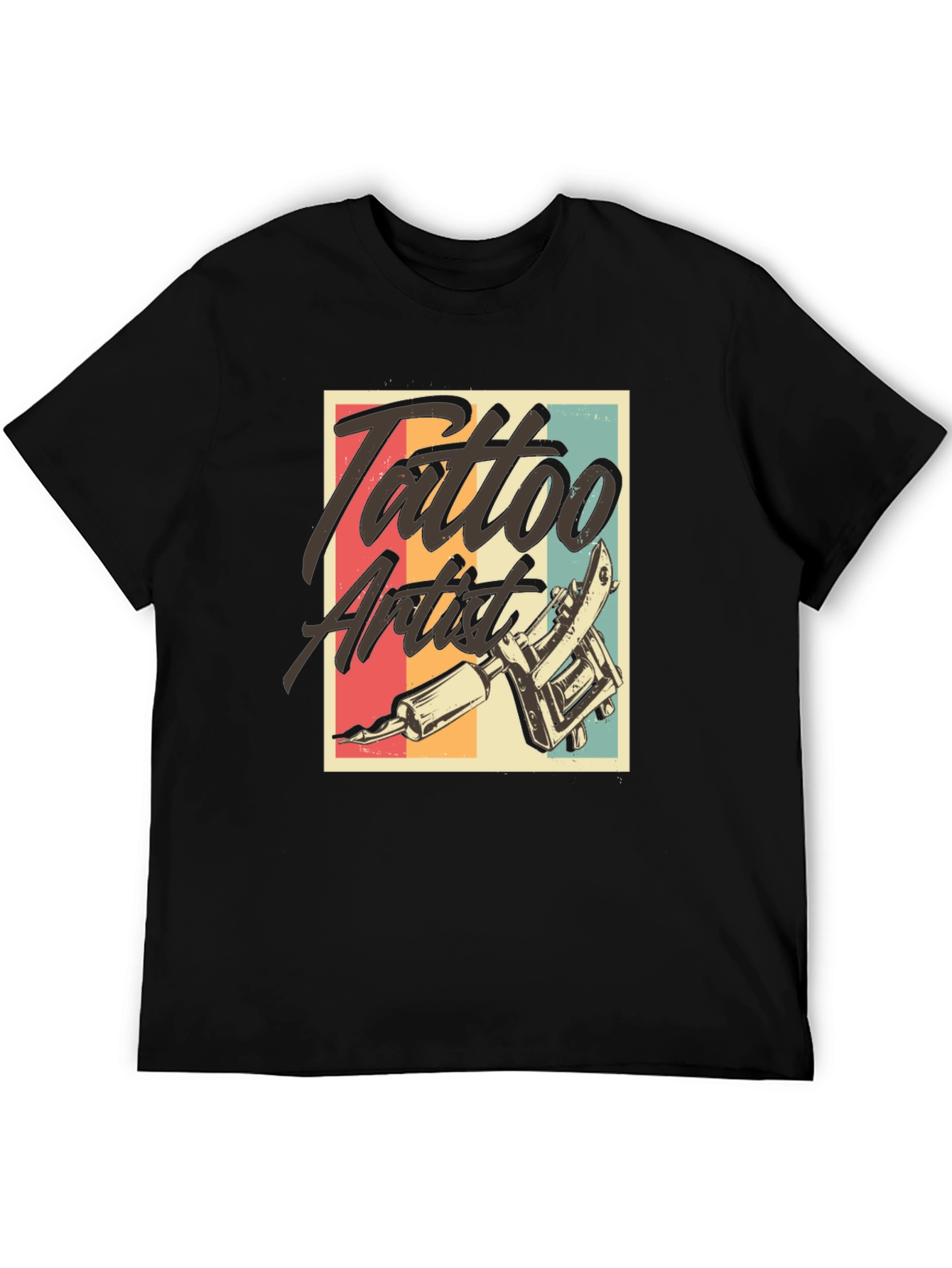 Black Tattoo Artist Graphic Tee - Vintage Style Black T-Shirt view 5