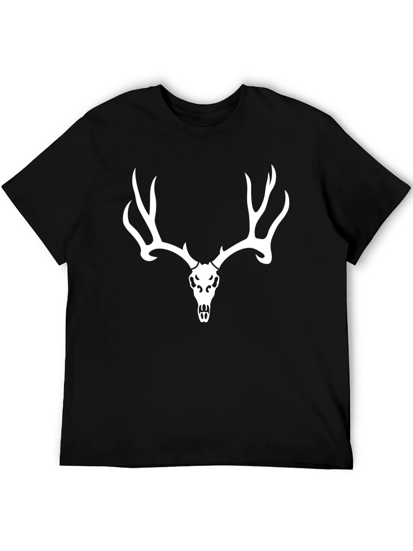 Black Deer Skull T-Shirt - Black Cotton Tee view 5