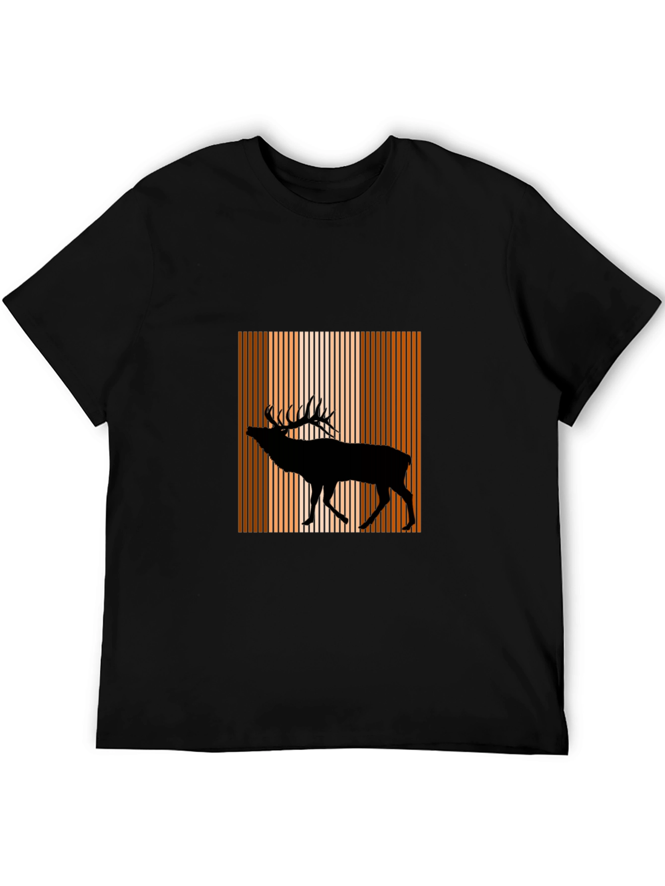 Black Stag Silhouette Striped T-Shirt view 5