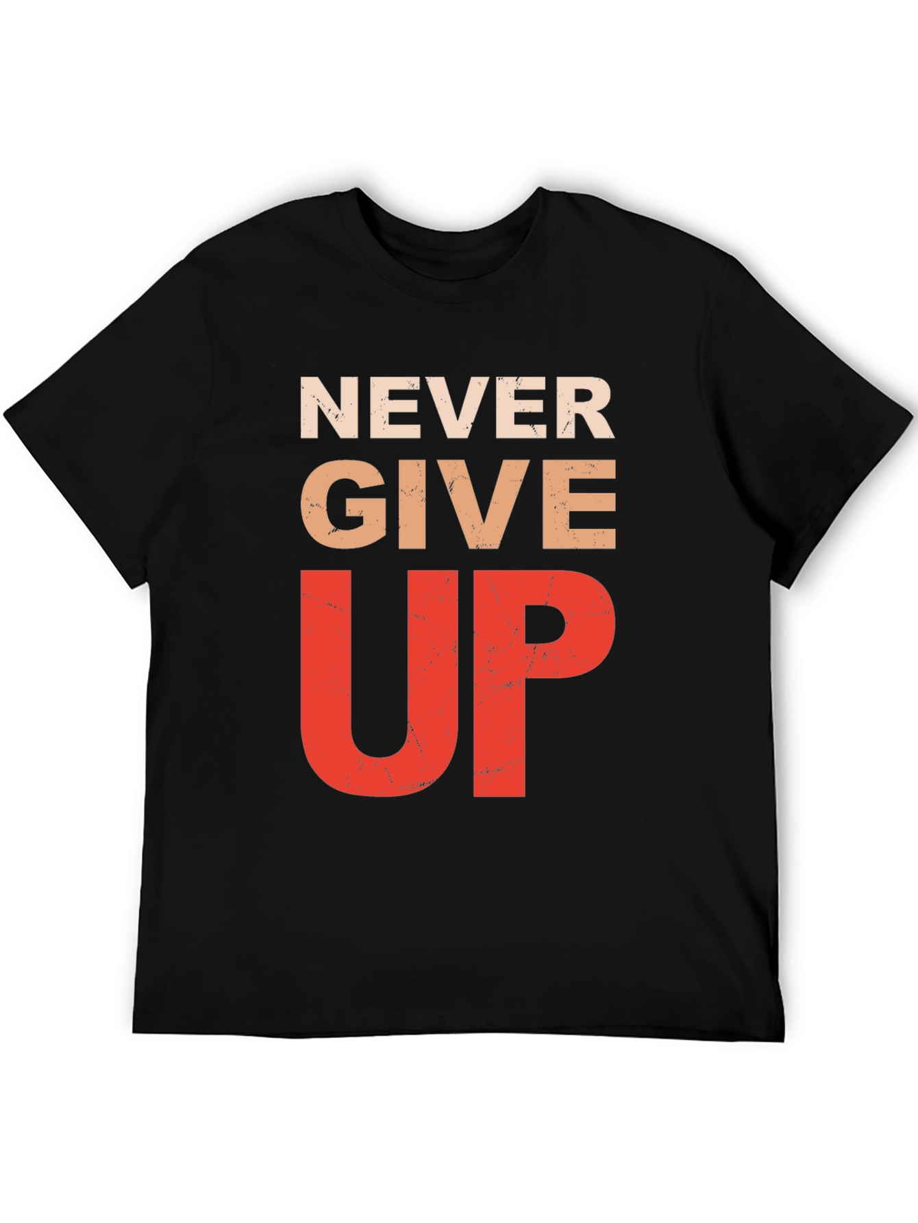 Black Never Give Up Graphic Tee - Inspirational Motivation Shirt view 5