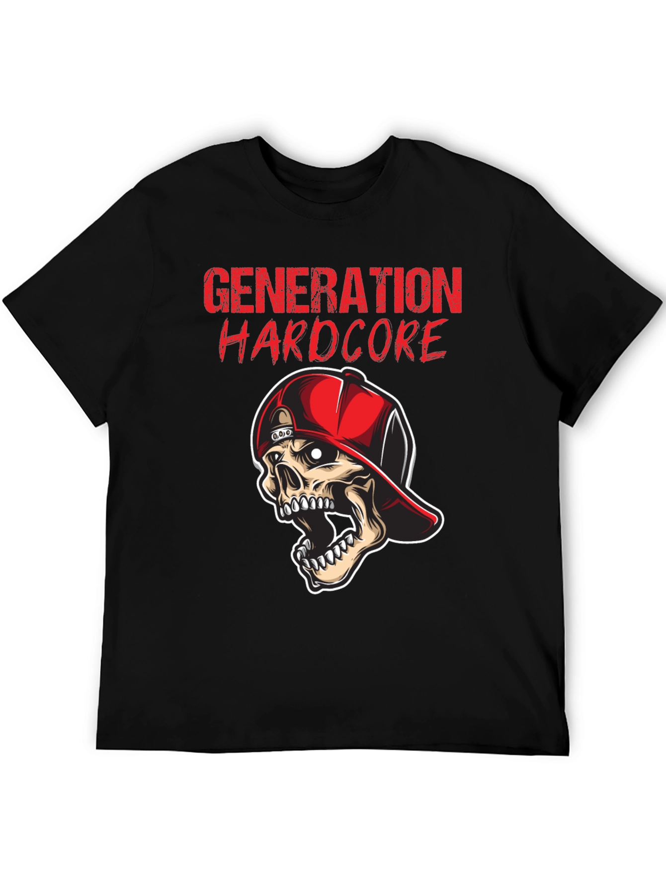 Black Generation Hardcore Skull Graphic Tee - Black Cotton T-Shirt view 5