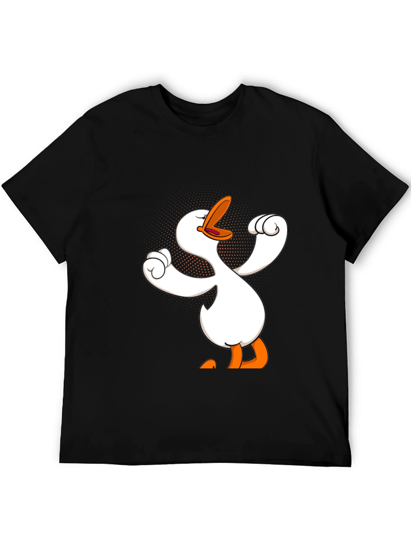 Black Funny Goose Cartoon Graphic Black T-Shirt view 5