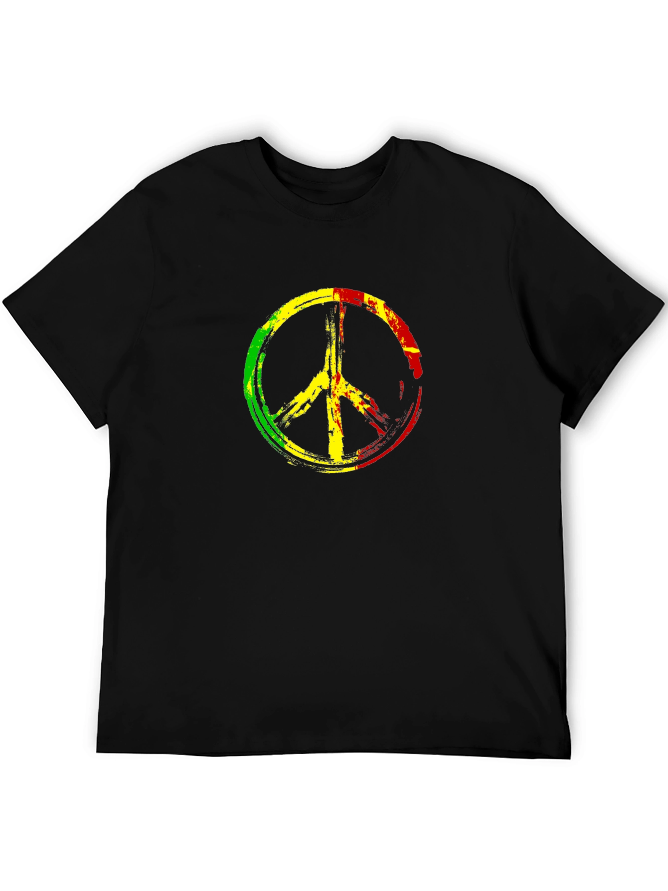 Black Rasta Peace Sign Black T-Shirt view 5