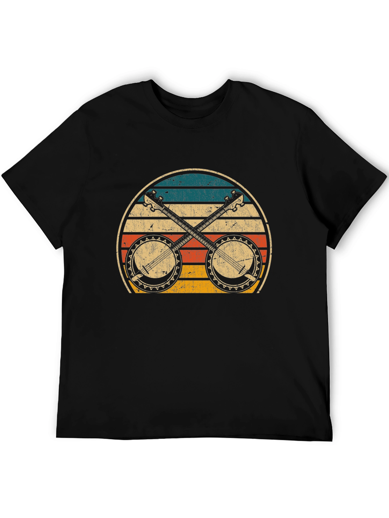 Black Vintage Banjo Sunset Graphic Tee view 5