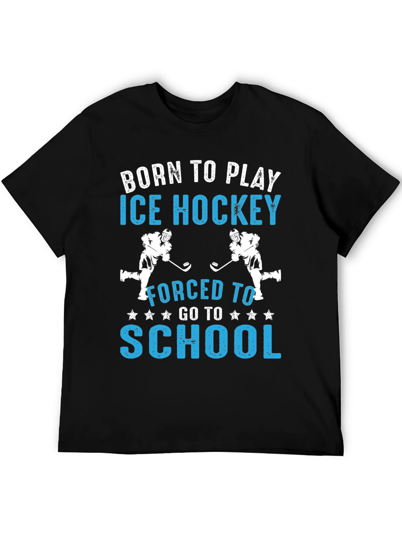 Black Born to Play Ice Hockey T-Shirt view 5