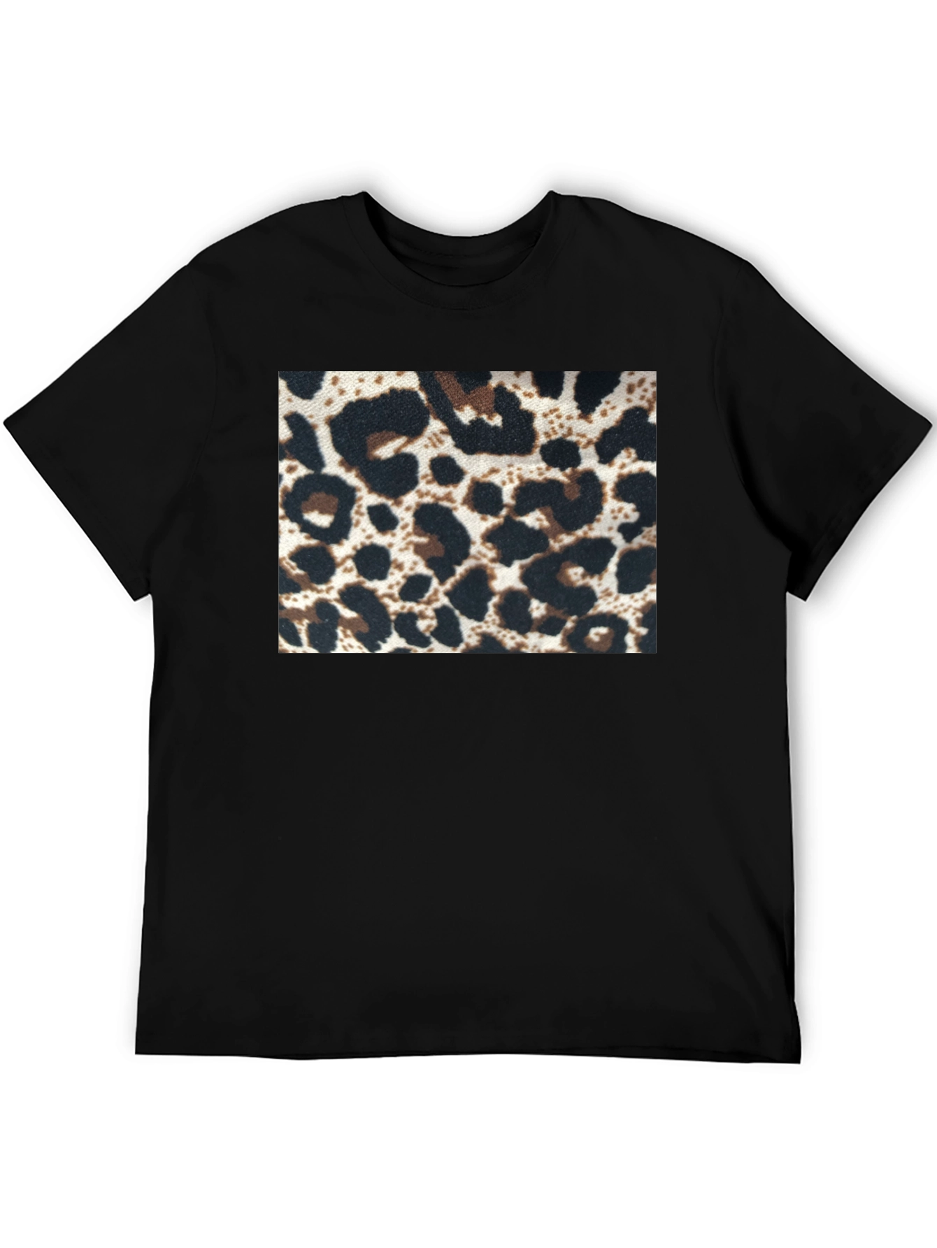 Black Leopard Print Tee - Black Short Sleeve Crew Neck view 5