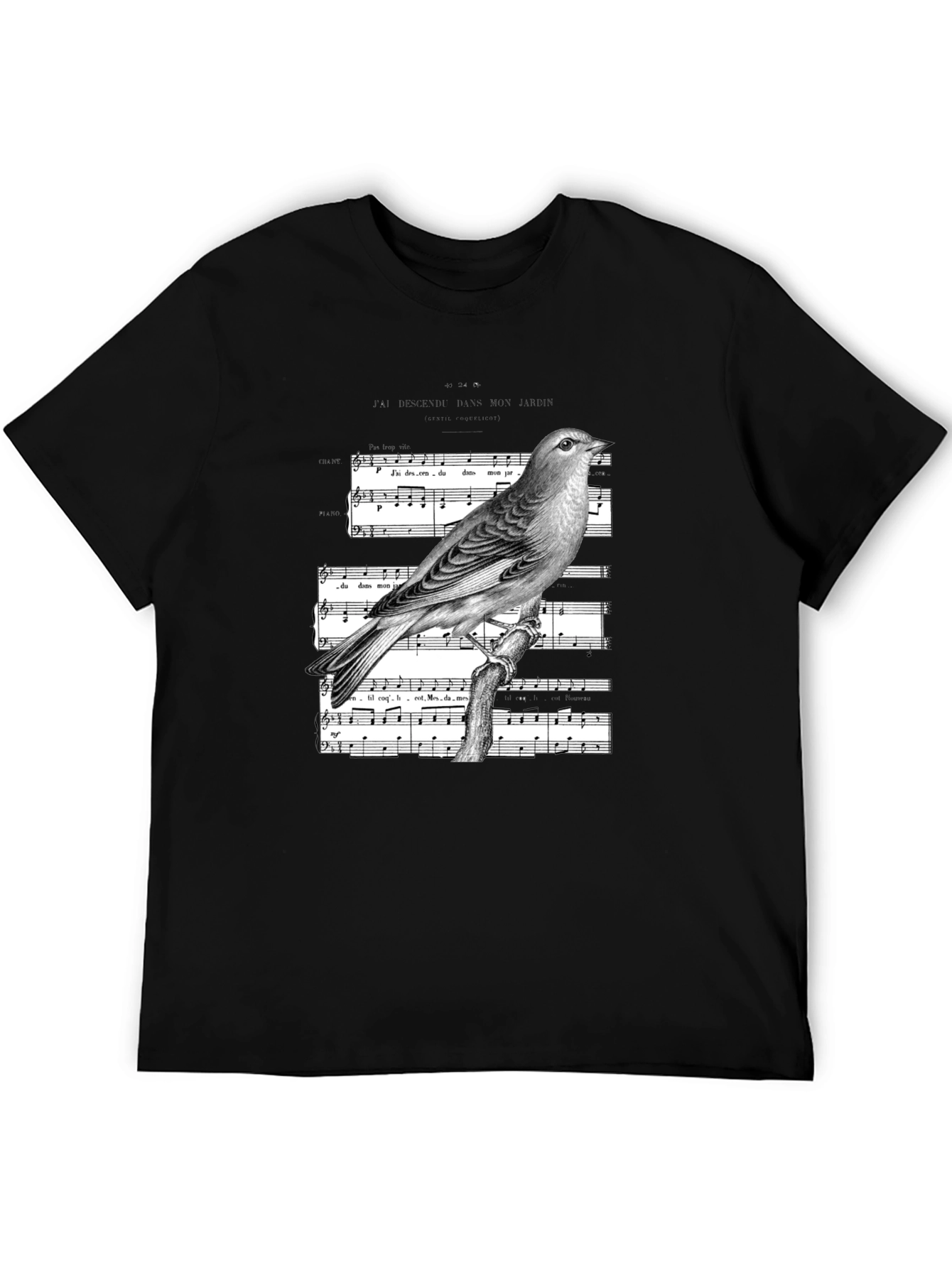 Black Bird on Sheet Music Graphic Tee - Classic Black view 5
