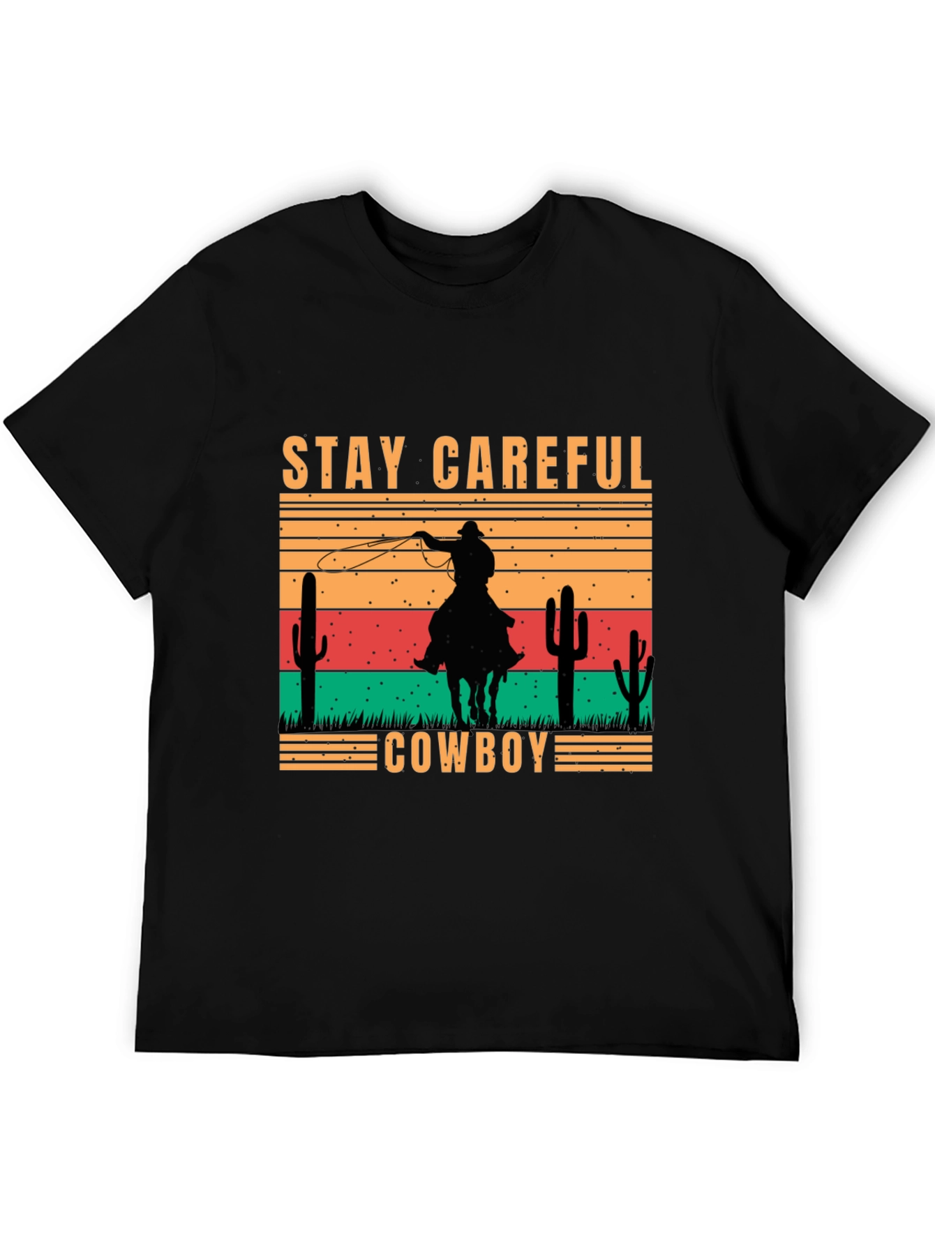 Black Stay Careful Cowboy Graphic Tee view 5