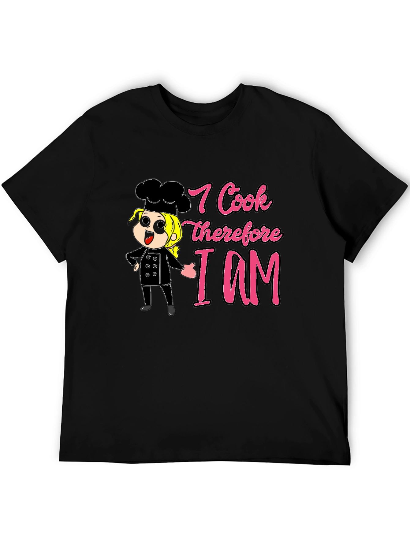 Black I Cook Therefore I Am Funny Chef T-Shirt view 5