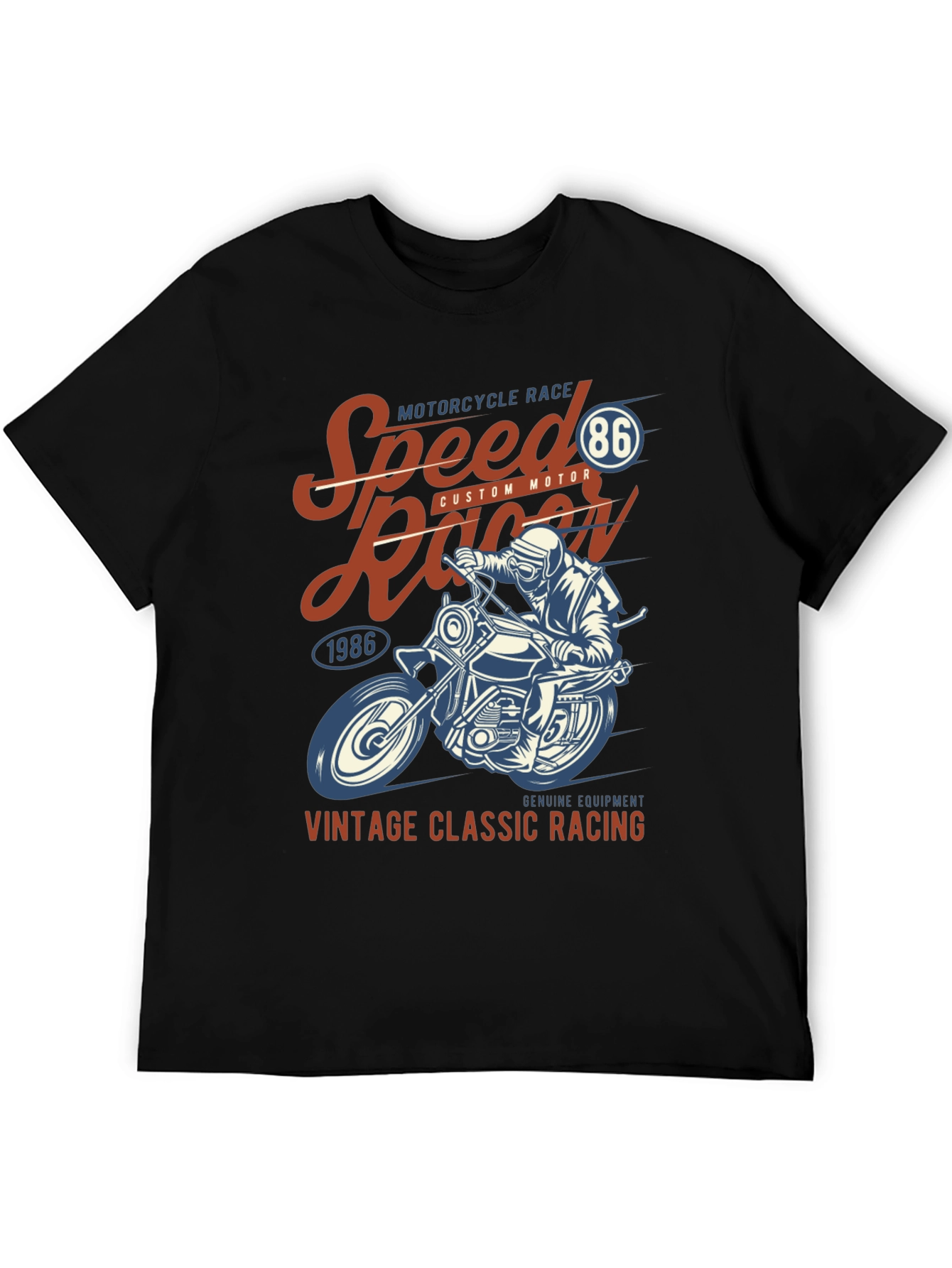 Black Vintage Motorcycle Racing Graphic T-Shirt view 5