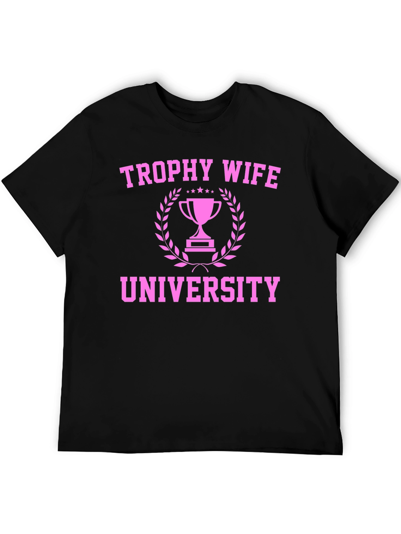 Black Trophy Wife University Graphic Tee - Black Cotton T-Shirt view 5
