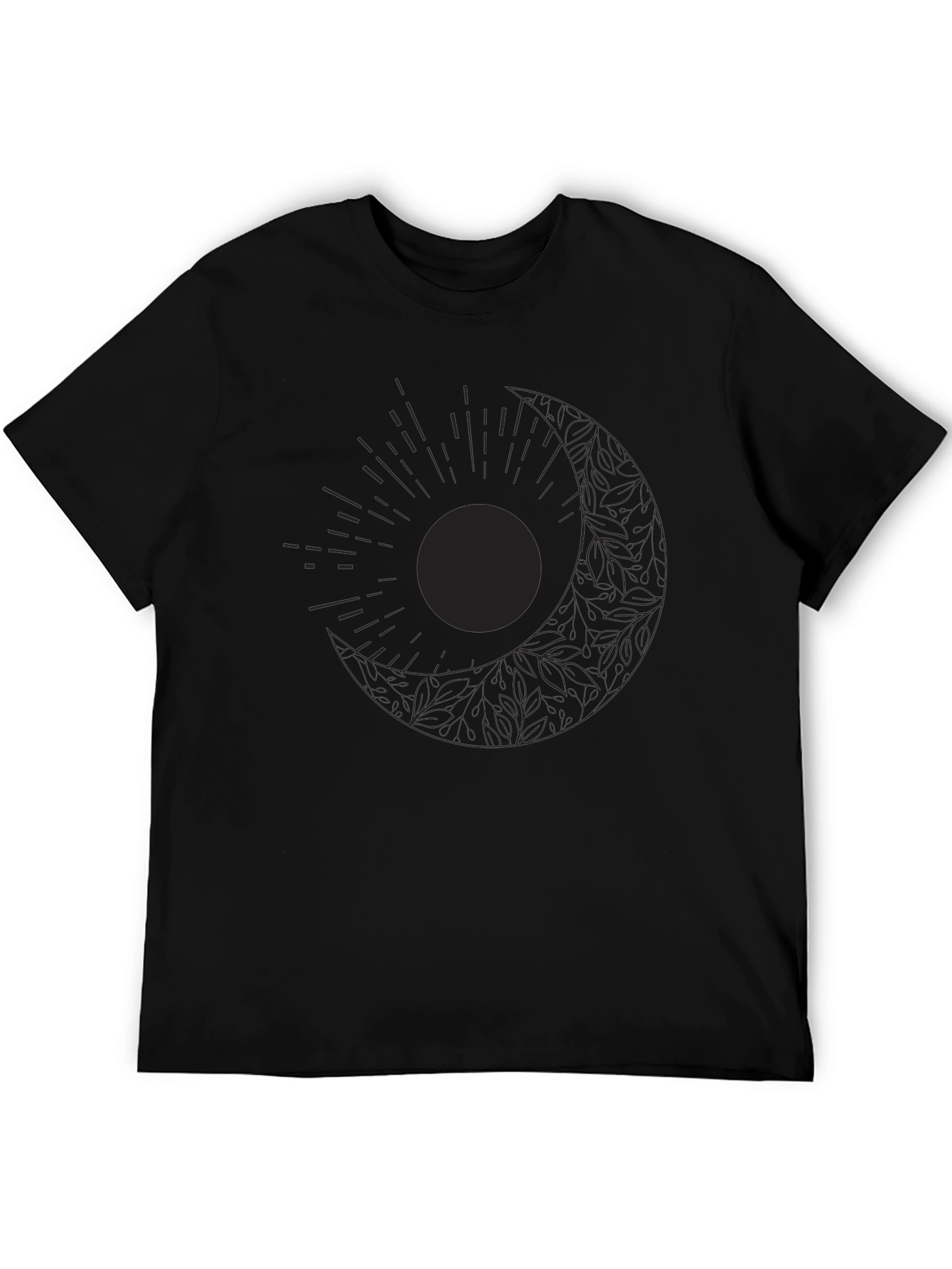 Black Celestial Sun & Moon Graphic Black T-Shirt view 5