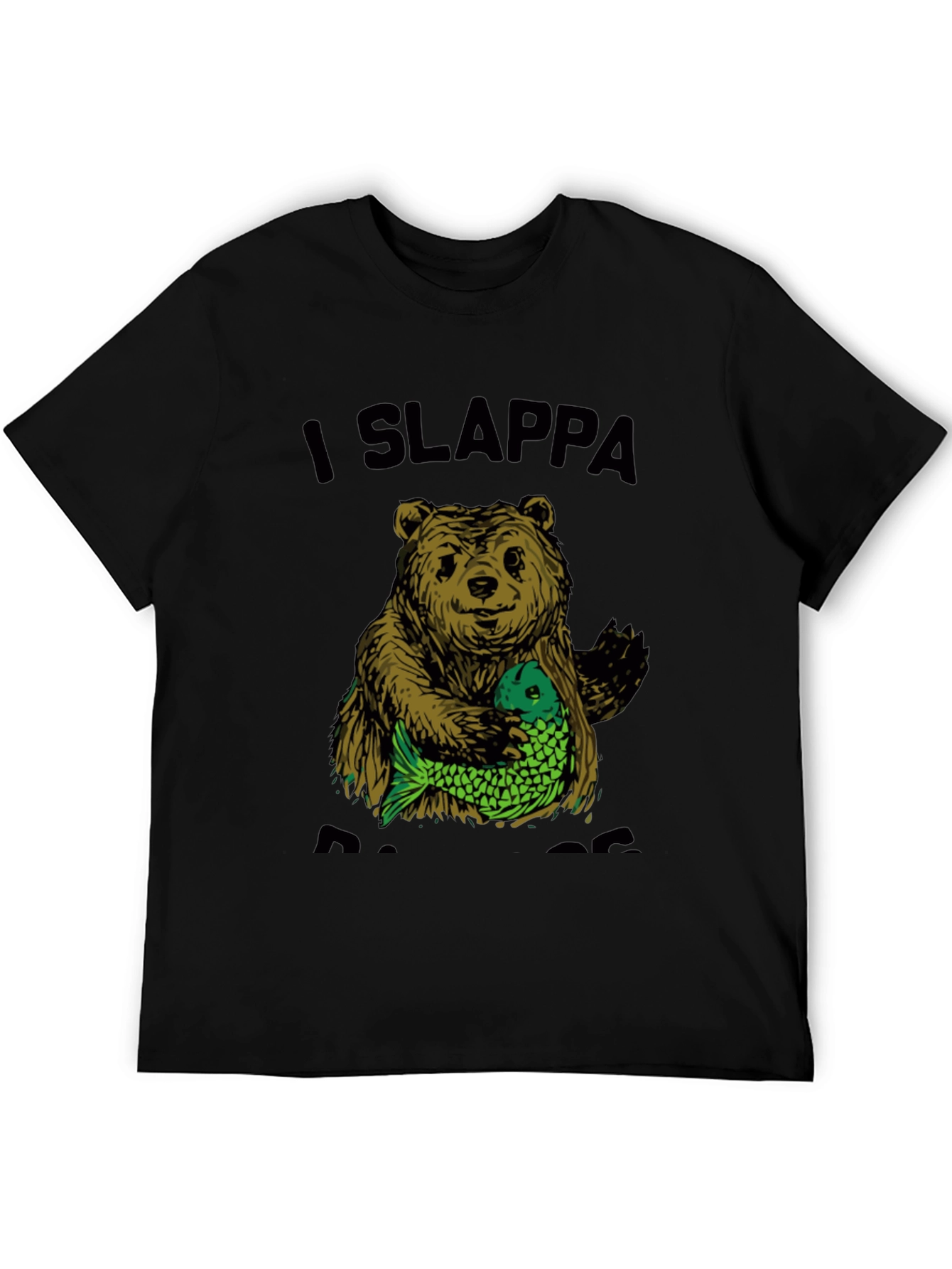 Black I Slappa Da Bass Funny Bear Graphic T-Shirt view 5