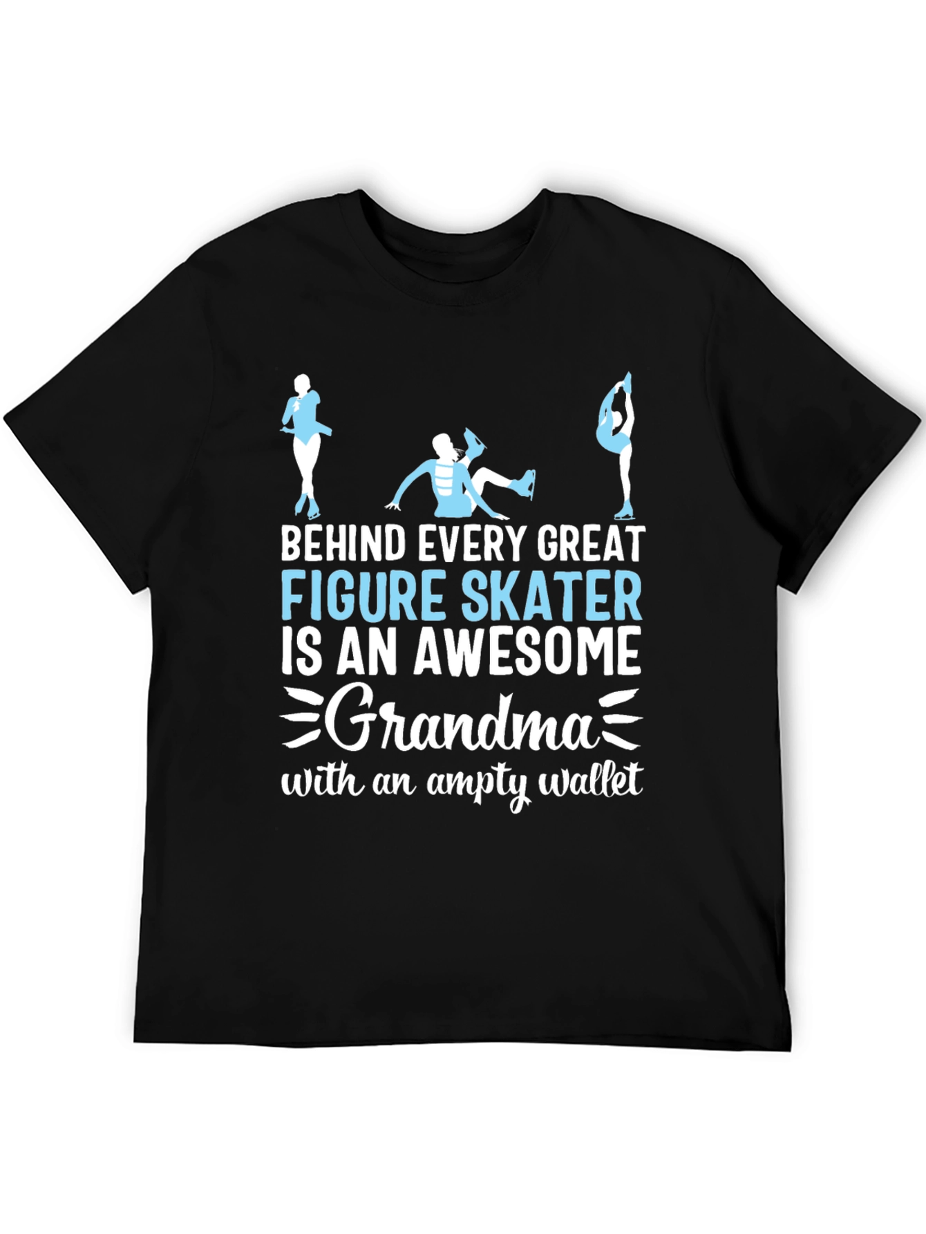 Black Awesome Grandma Figure Skater T-Shirt view 5