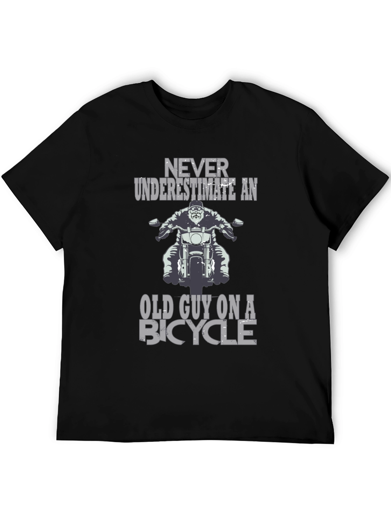 Black Never Underestimate Old Guy on a Bicycle Graphic T-Shirt view 5
