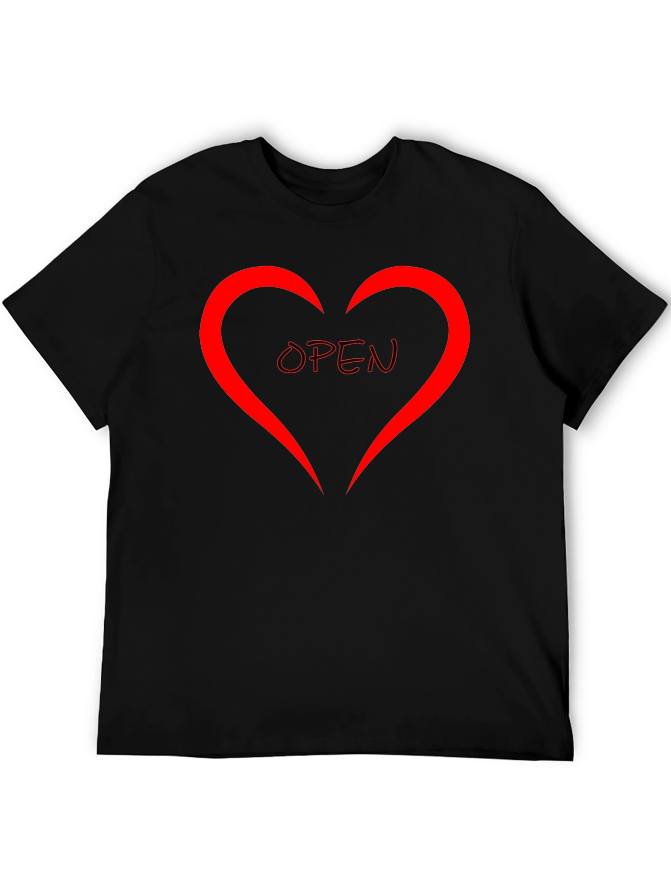 Black Open Heart Graphic Tee - Stylish Black Cotton Shirt view 5