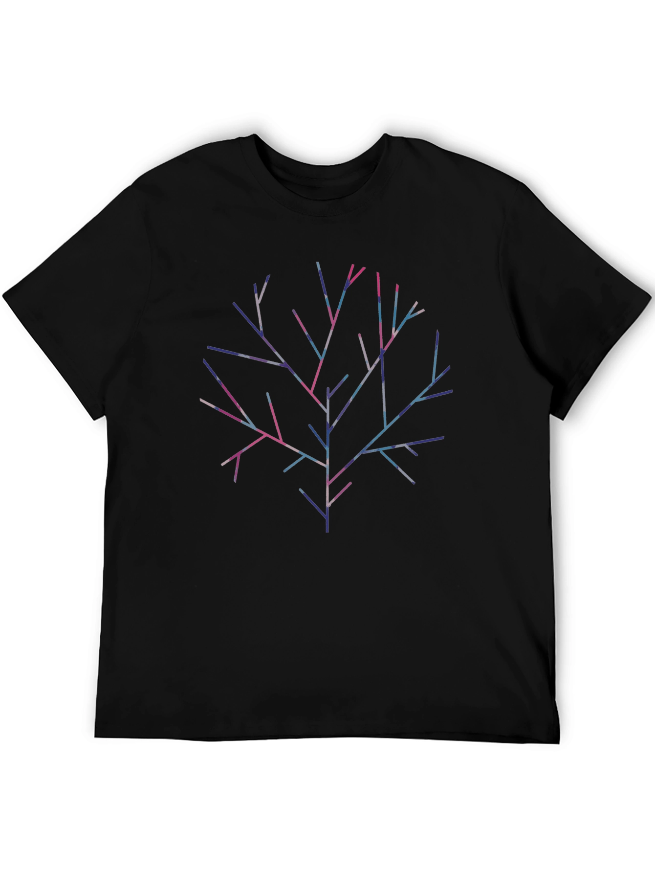 Black Geometric Branch Graphic Tee - Modern Abstract Design view 5