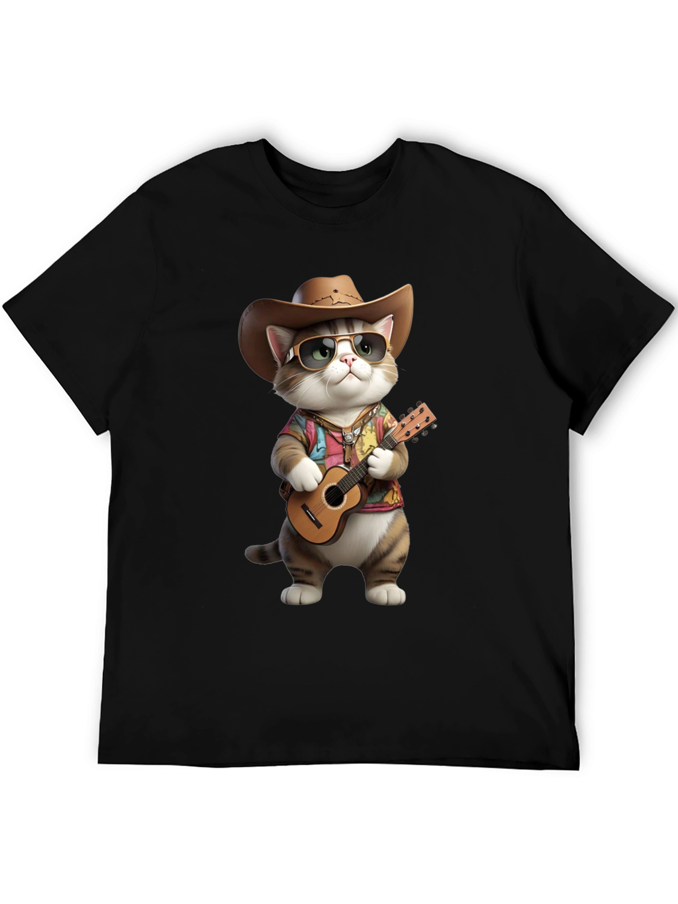 Black Cool Cat Cowboy T-Shirt view 5