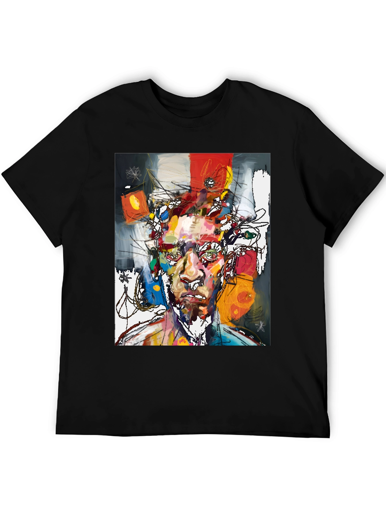 Black Abstract Art Portrait T-Shirt - Modern Graphic Tee view 5