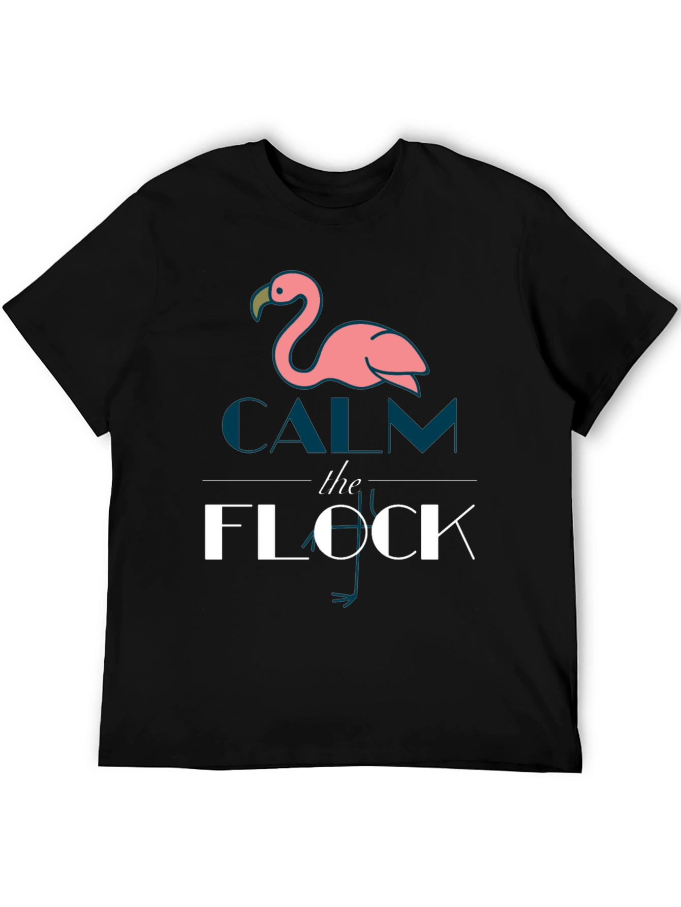 Black Calm The Flock Flamingo Graphic T-Shirt view 5