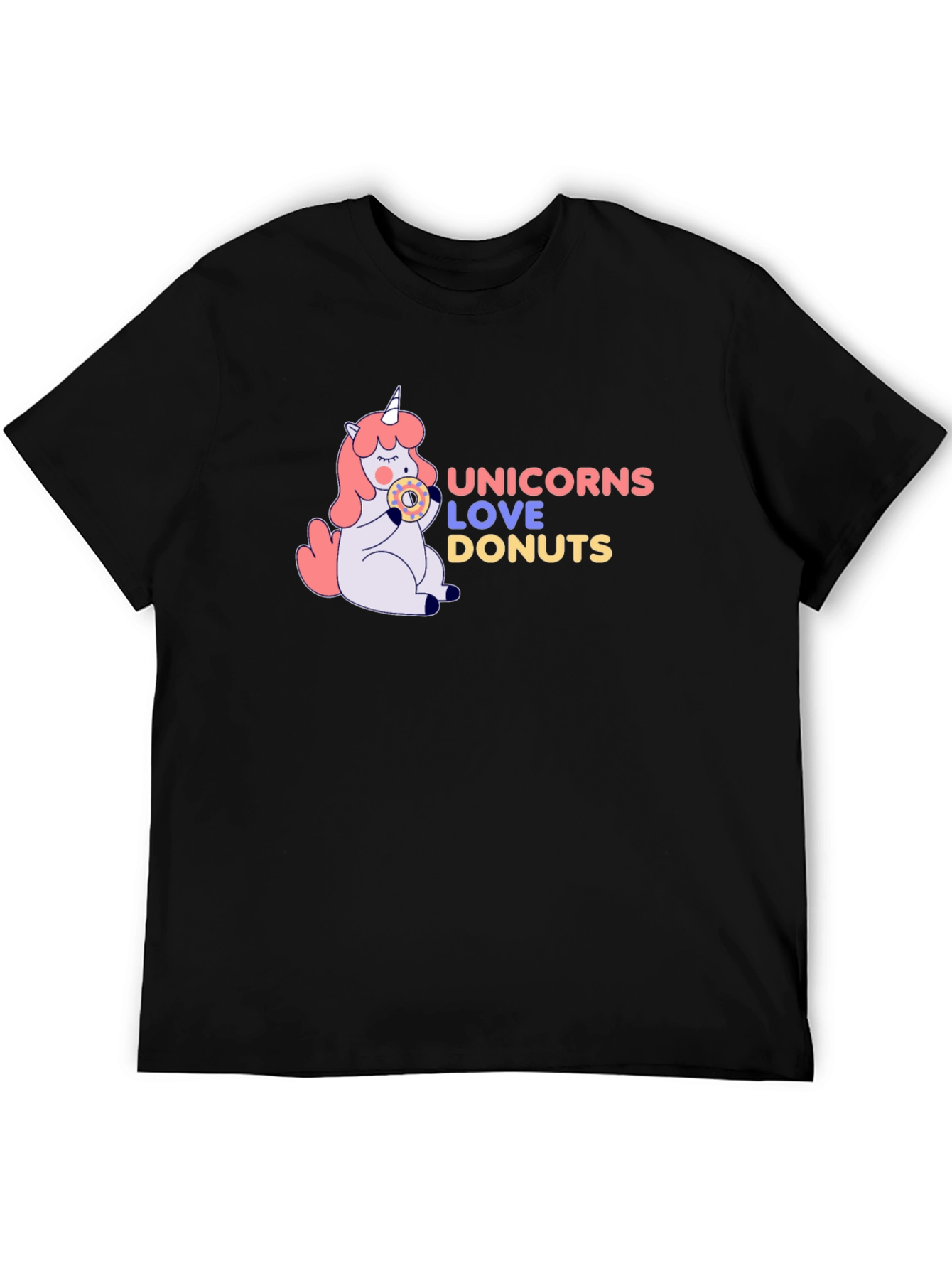 Black Unicorns Love Donuts Graphic T-Shirt view 5