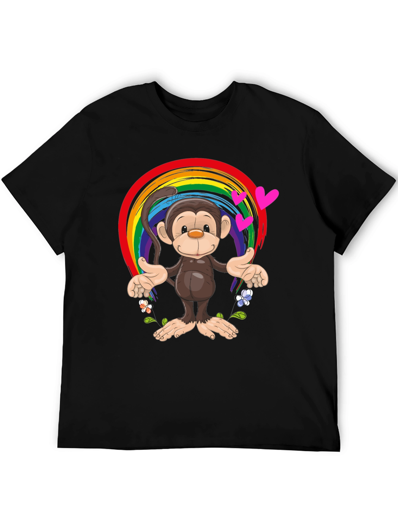 Black Rainbow Monkey Graphic Tee - Soft Cotton Blend view 5