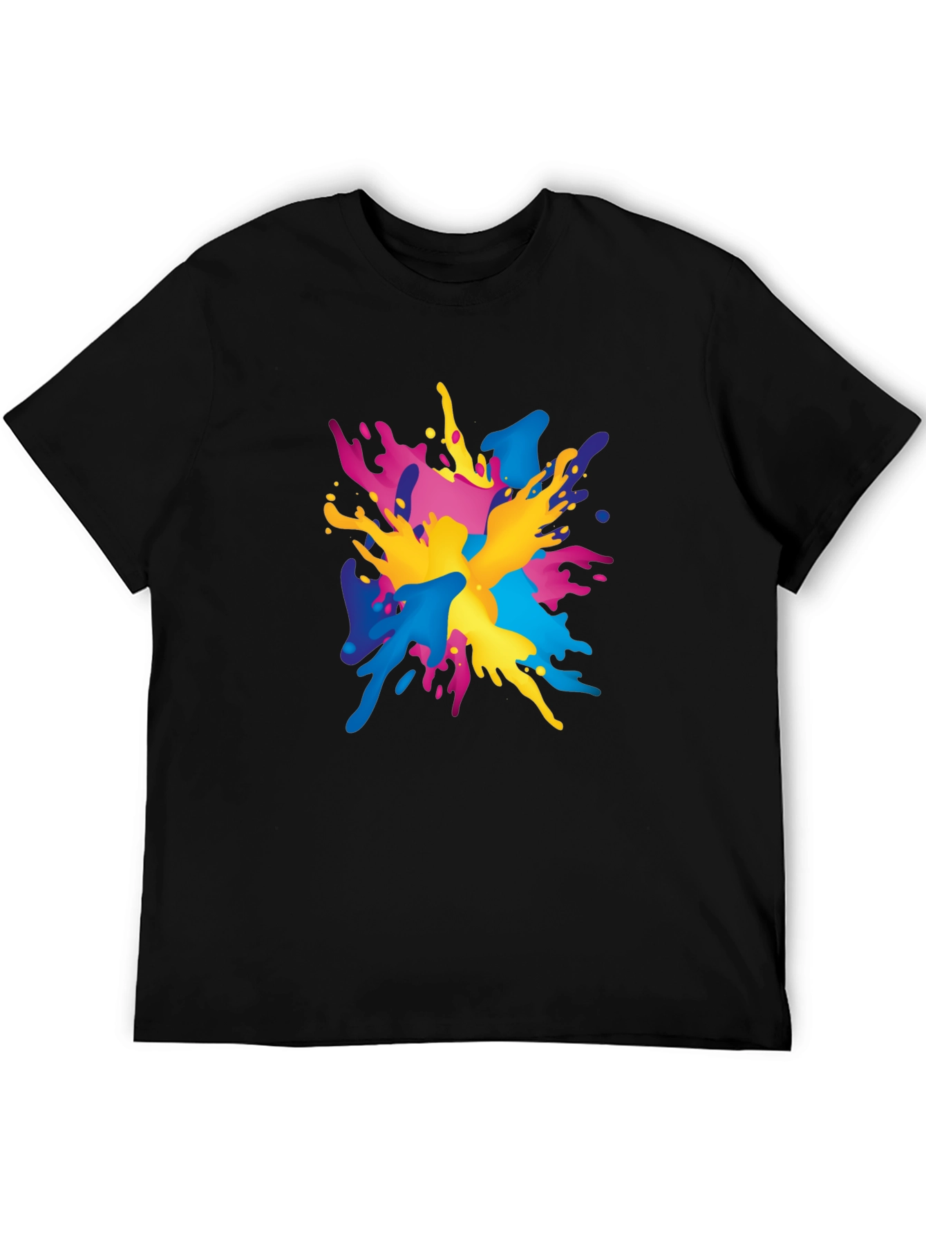 Black Colorful Splash Graphic Print Black T-Shirt view 5