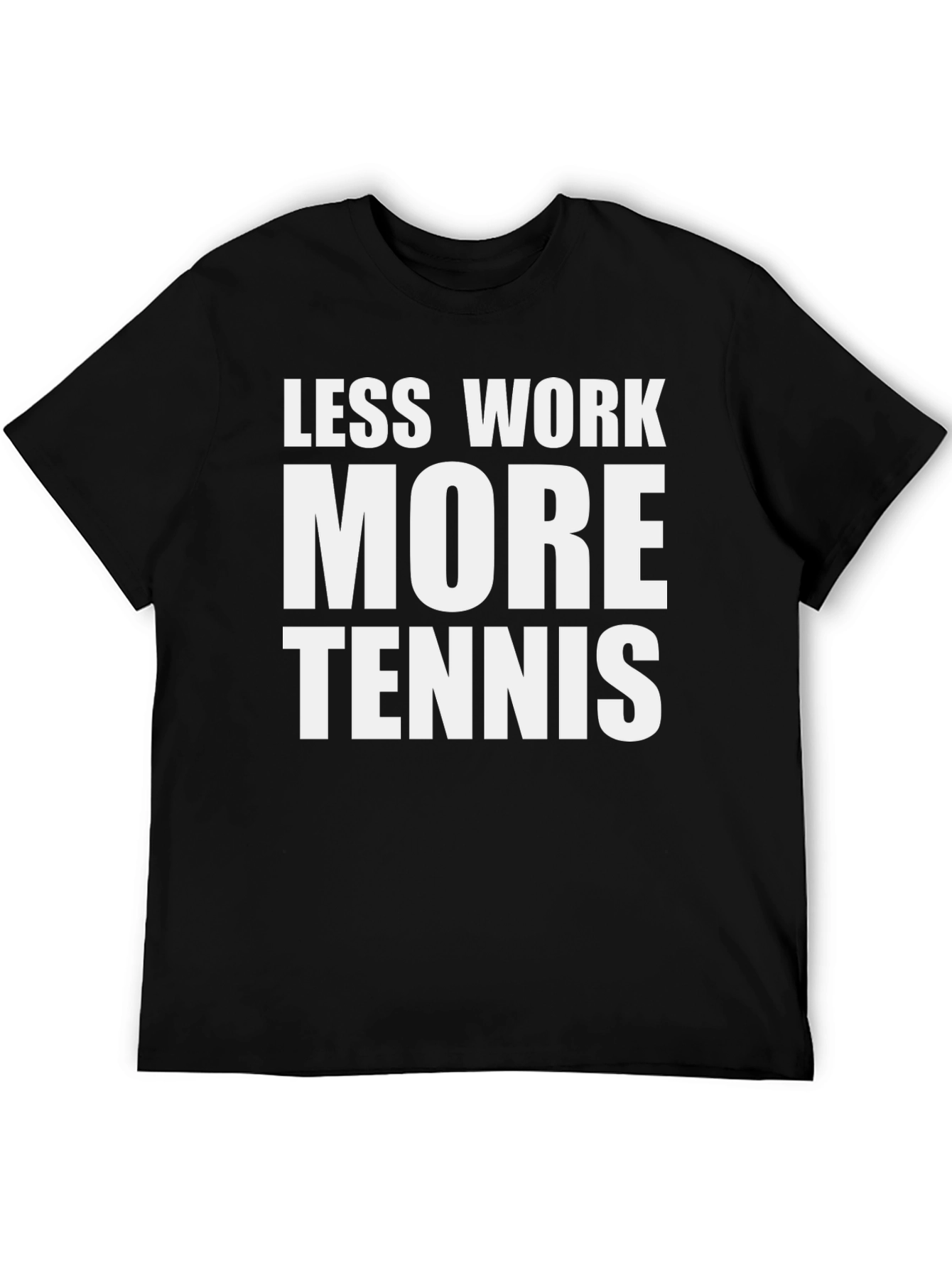 Black Less Work More Tennis Graphic Tee view 5