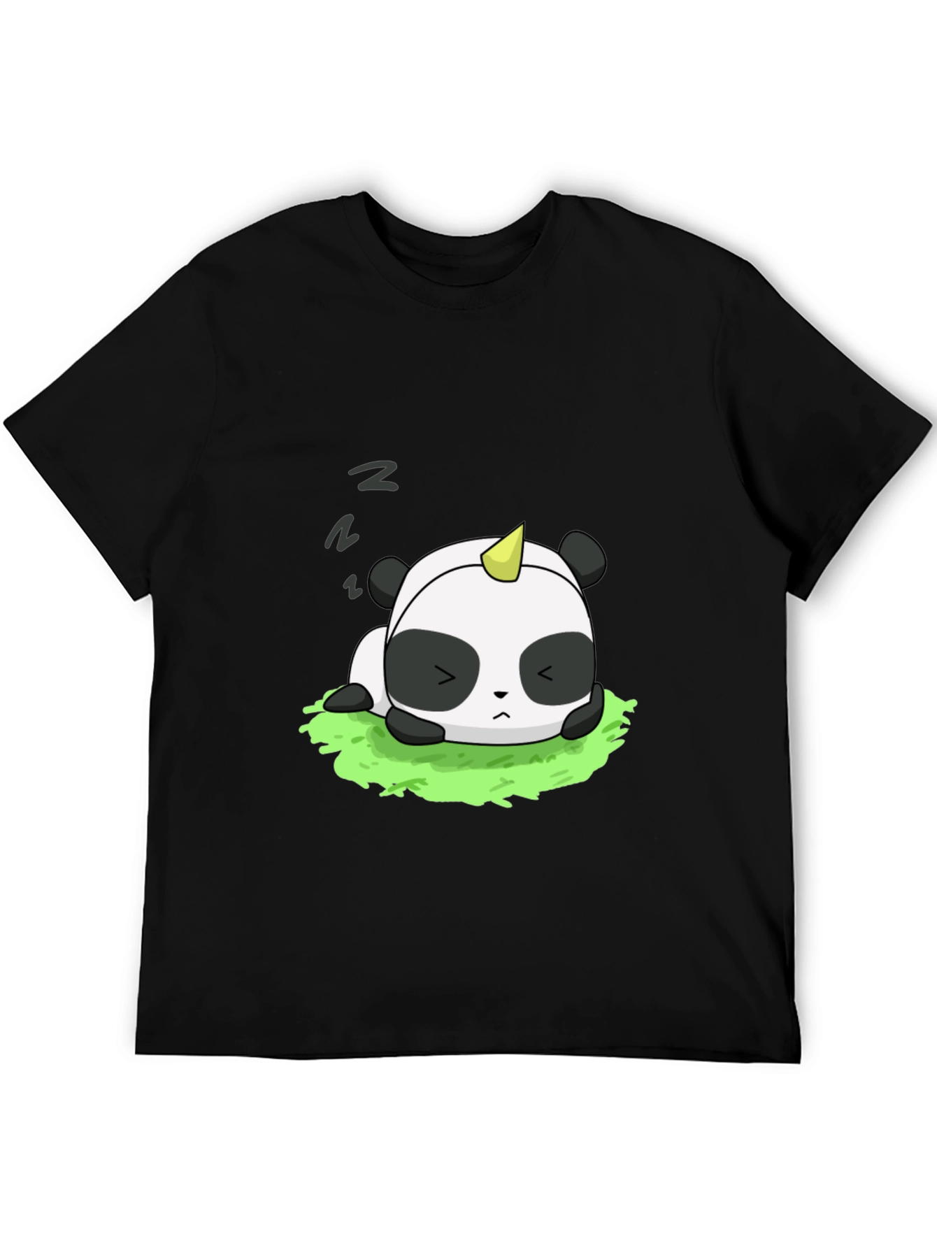 Black Cute Panda Unicorn Black T-Shirt view 5
