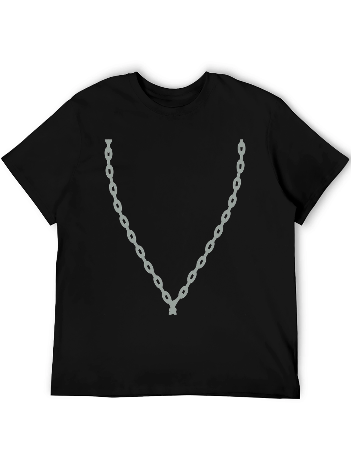 Black Chain Graphic Black T-Shirt - Cool Casual Style view 5