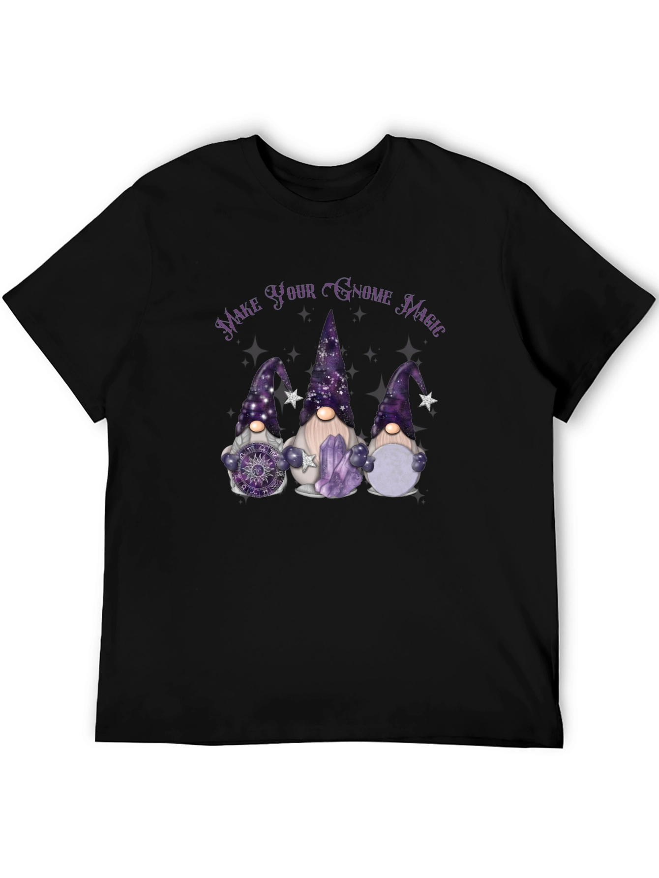 Black Gnome Magic T-Shirt - Unique Graphic Tee view 5