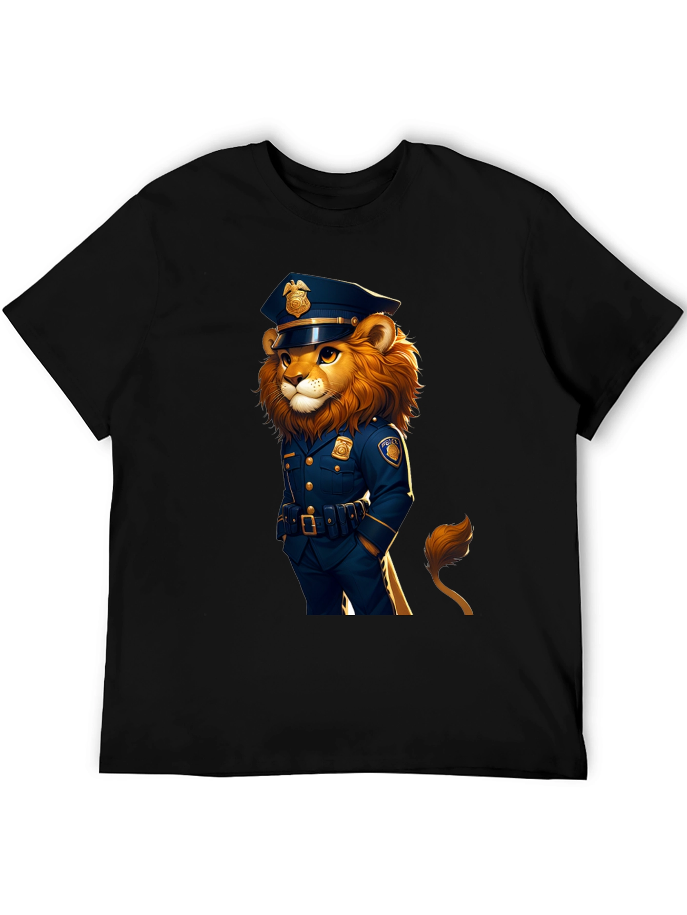 Black Lion Police Officer Graphic Tee view 5