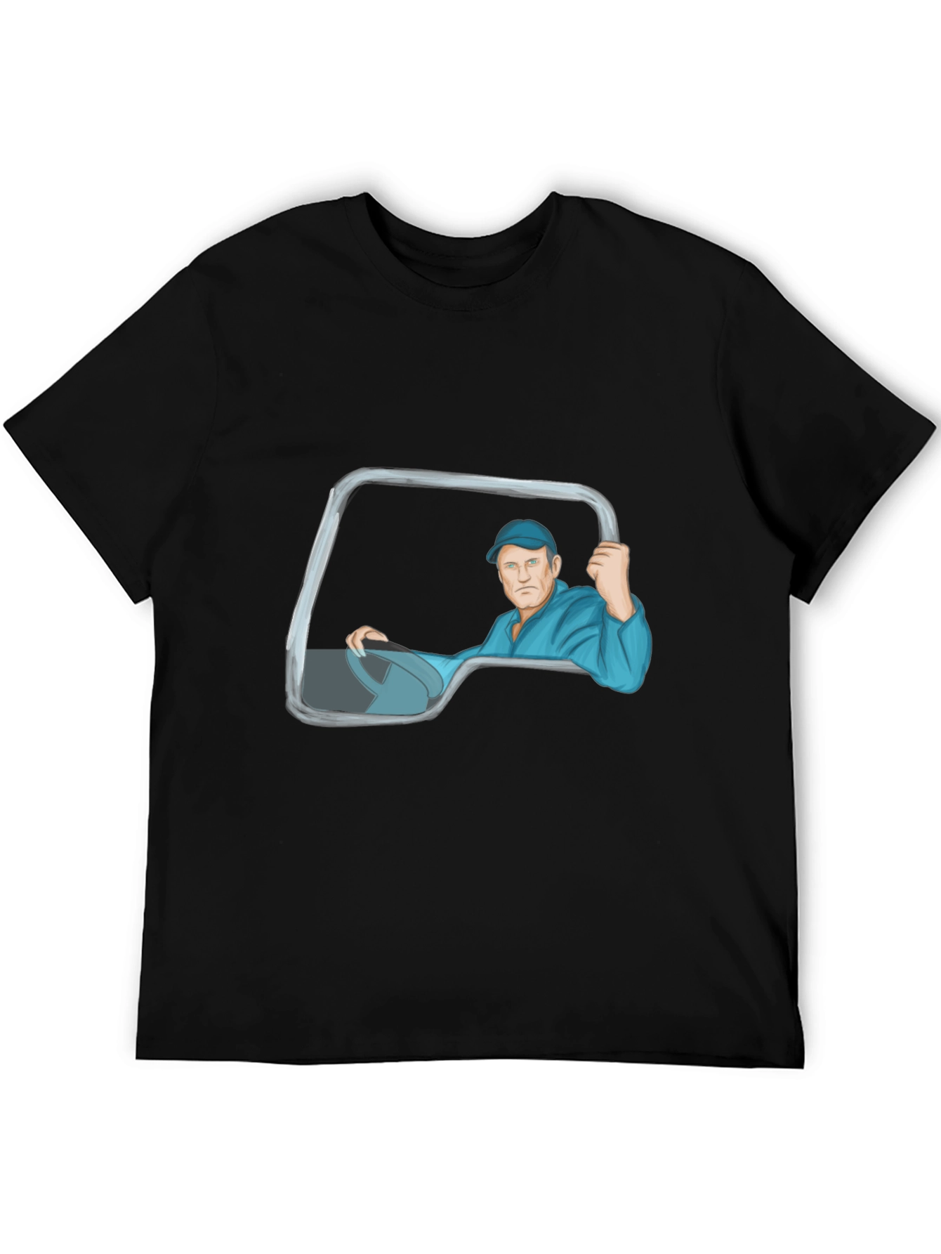 Black Trucker Cartoon Graphic T-Shirt view 5