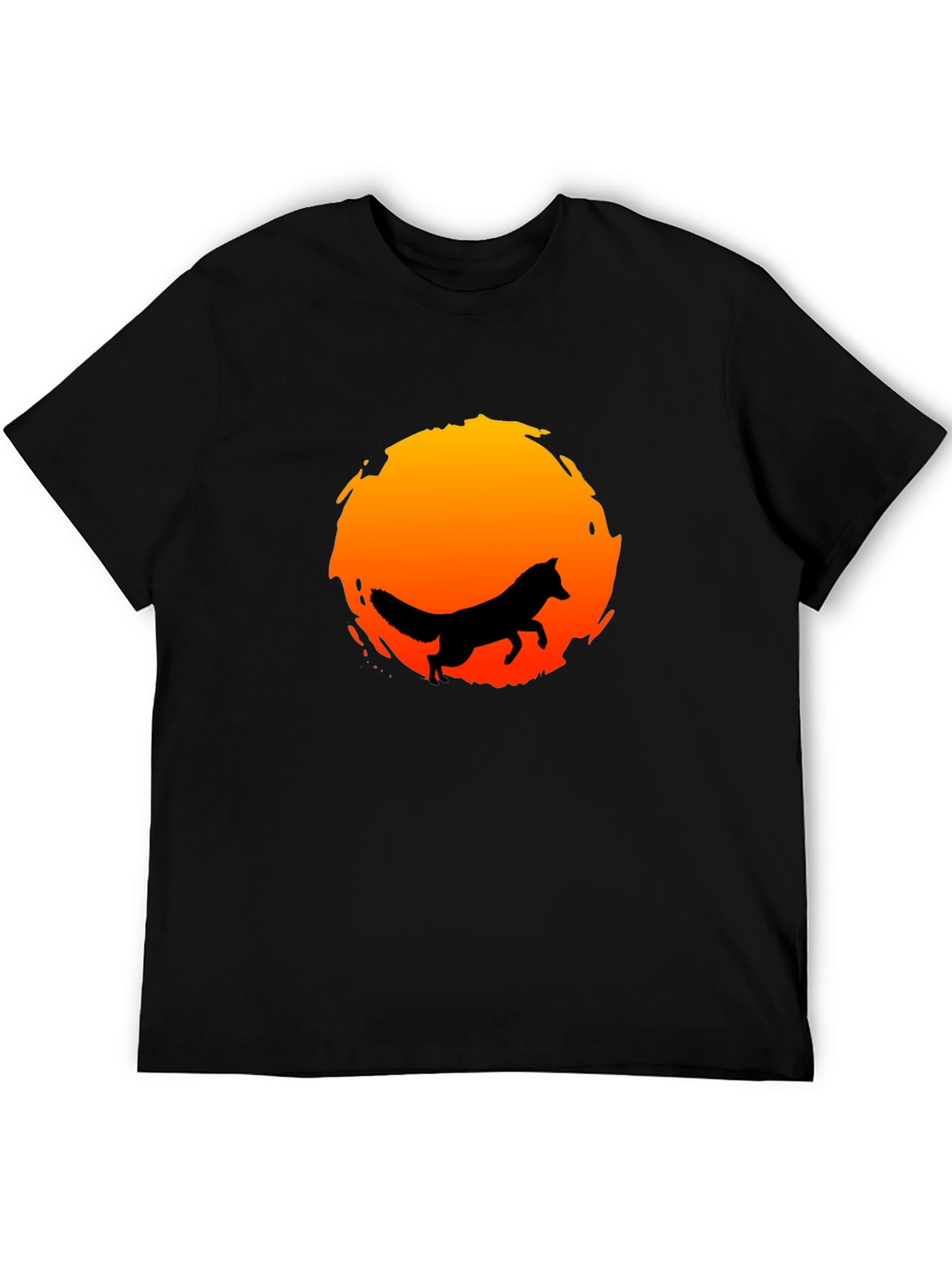 Black Fox Silhouette Sunset Graphic Tee - Stylish & Unique view 5