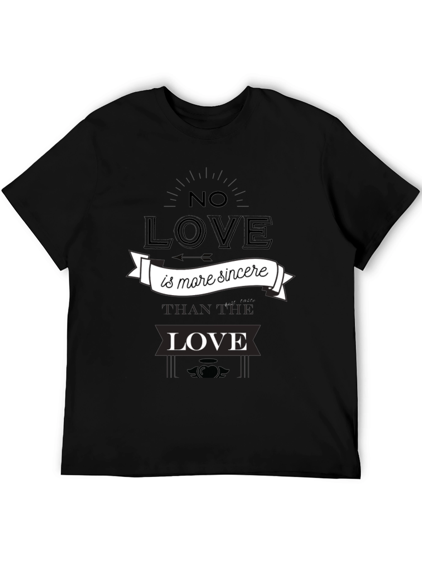 Black Sincere Love Graphic Tee - Black Cotton T-Shirt view 5