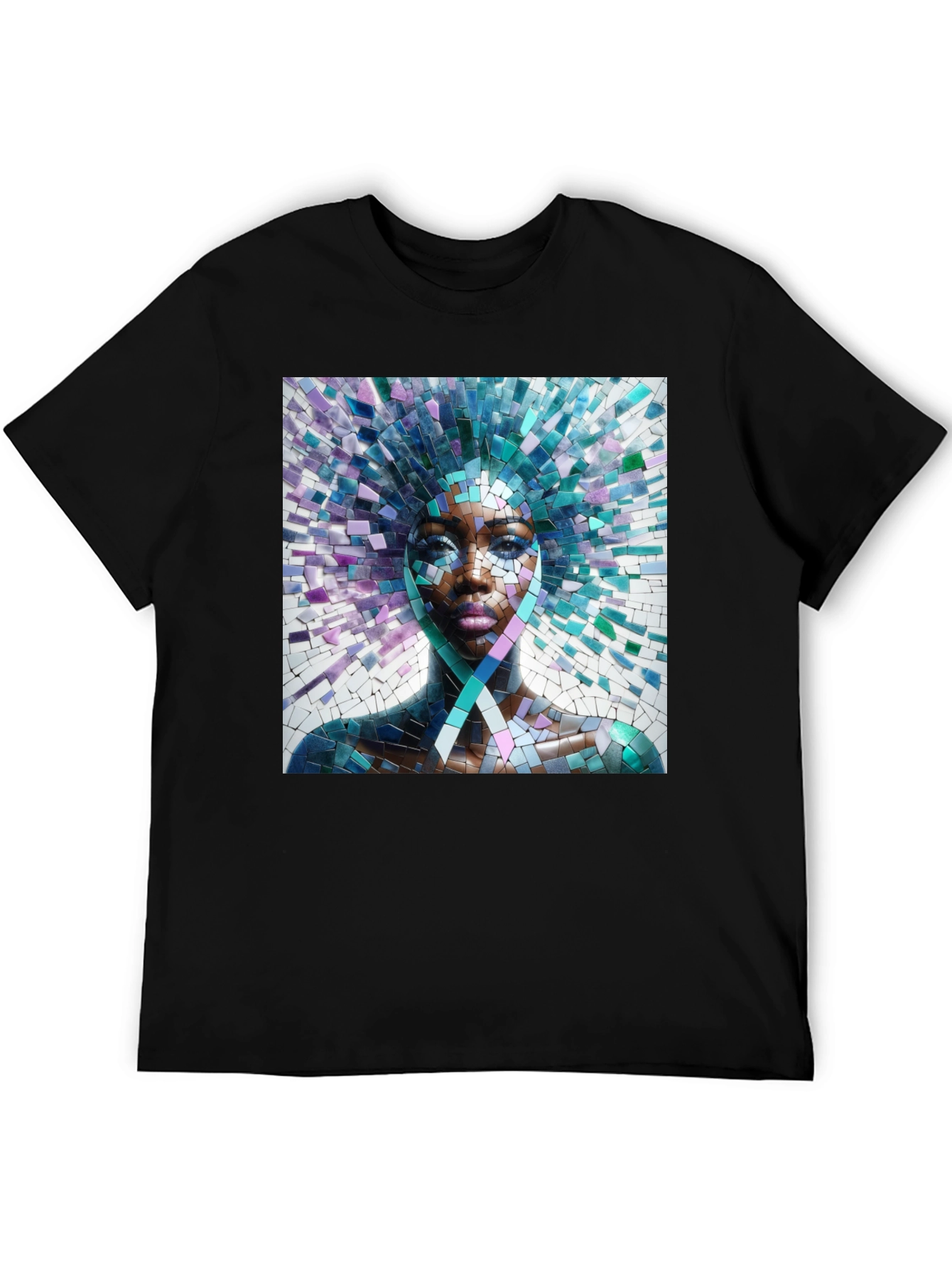 Black Mosaic Woman Graphic Tee - Stylish Unisex T-Shirt view 5