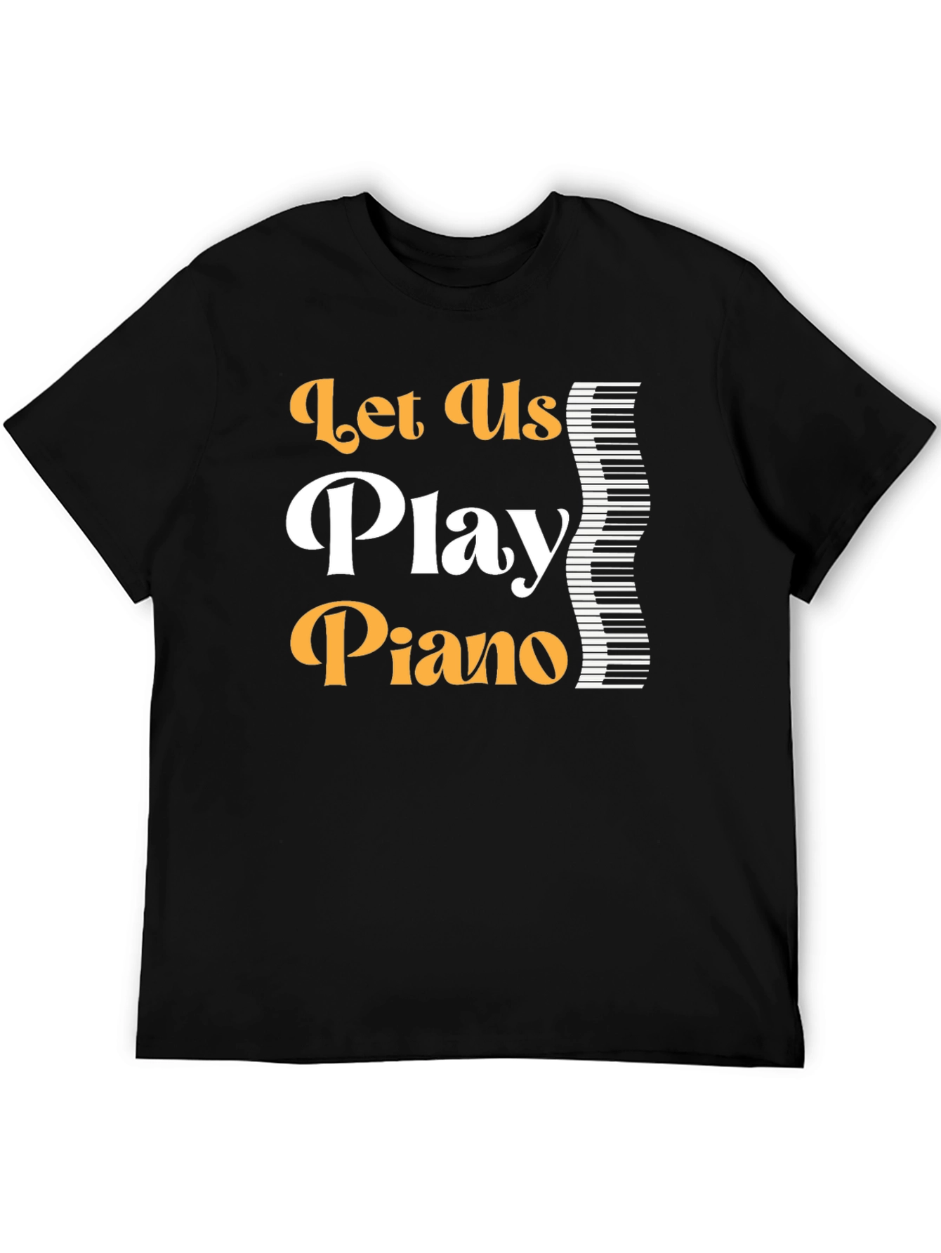 Black Let's Play Piano Graphic T-Shirt view 5