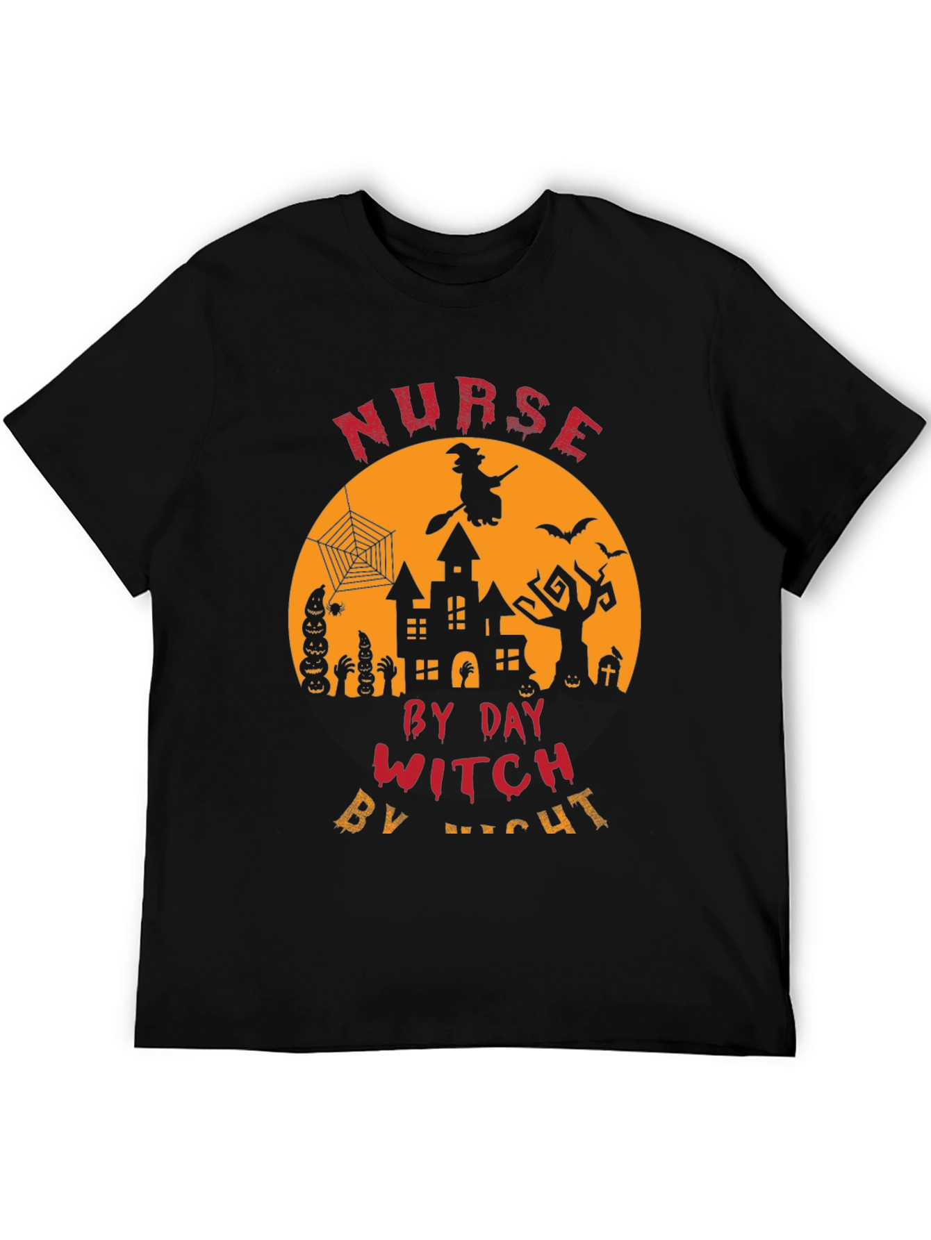 Black Nurse Witch Halloween T-Shirt view 5