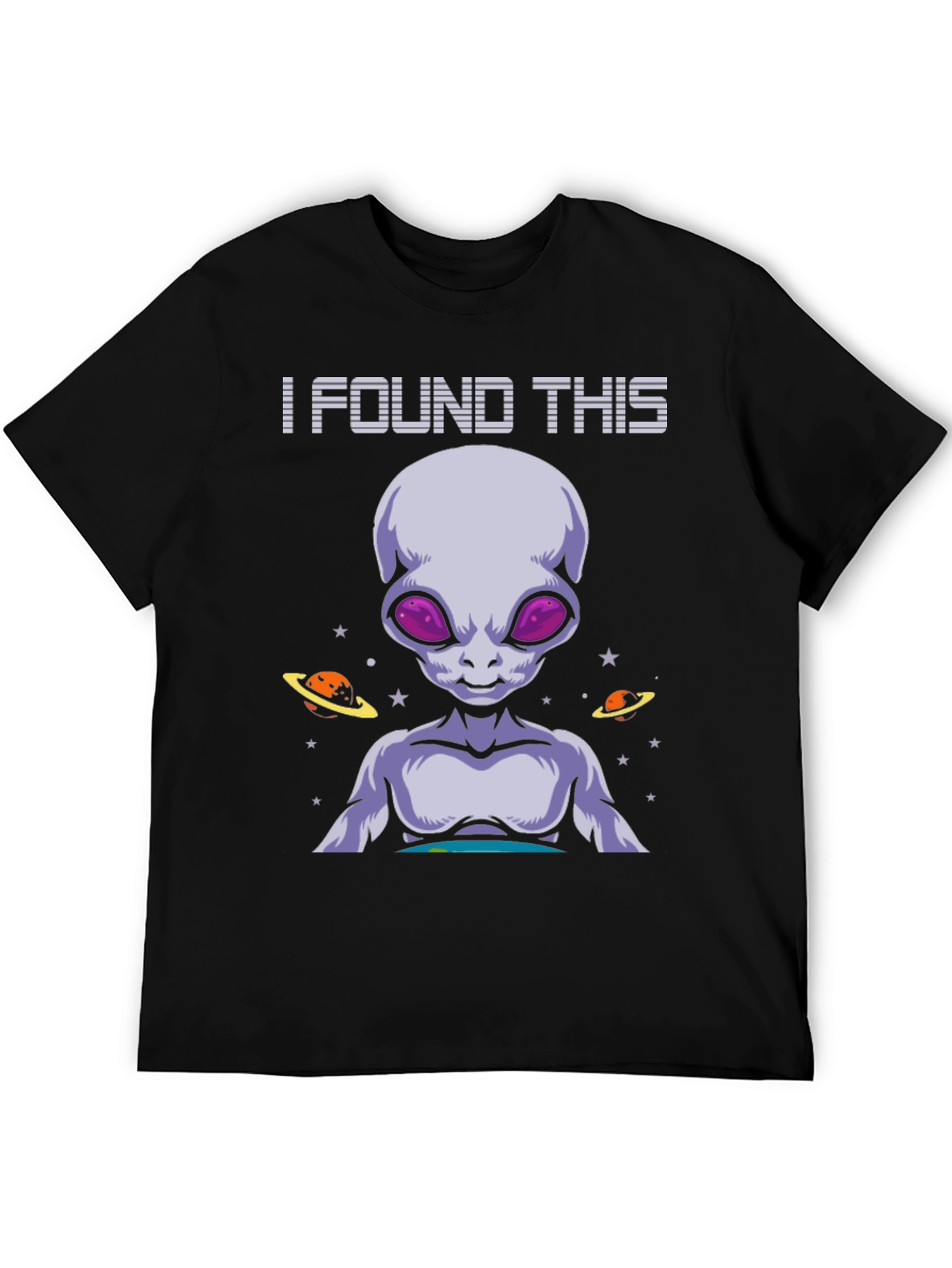 Black I Found This Alien Graphic Tee - Black Cotton T-Shirt view 5