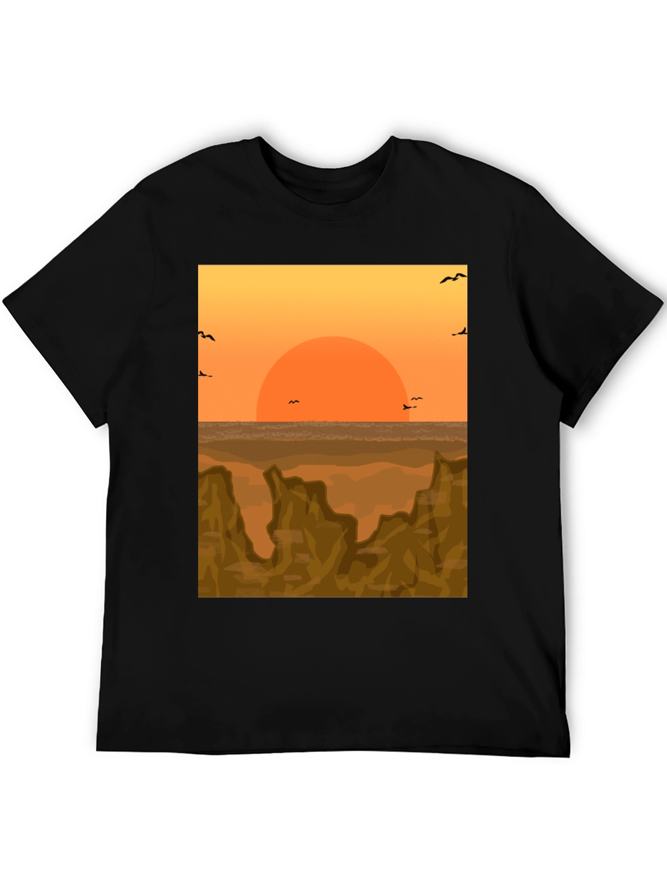 Black Sunset Landscape Graphic Tee view 5
