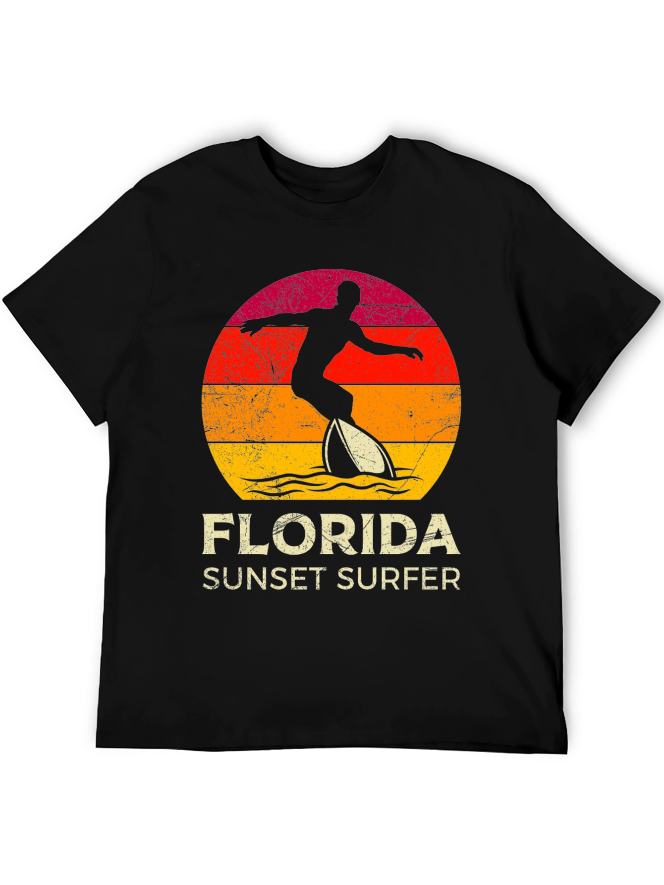 Black Florida Sunset Surfer Graphic Tee view 5