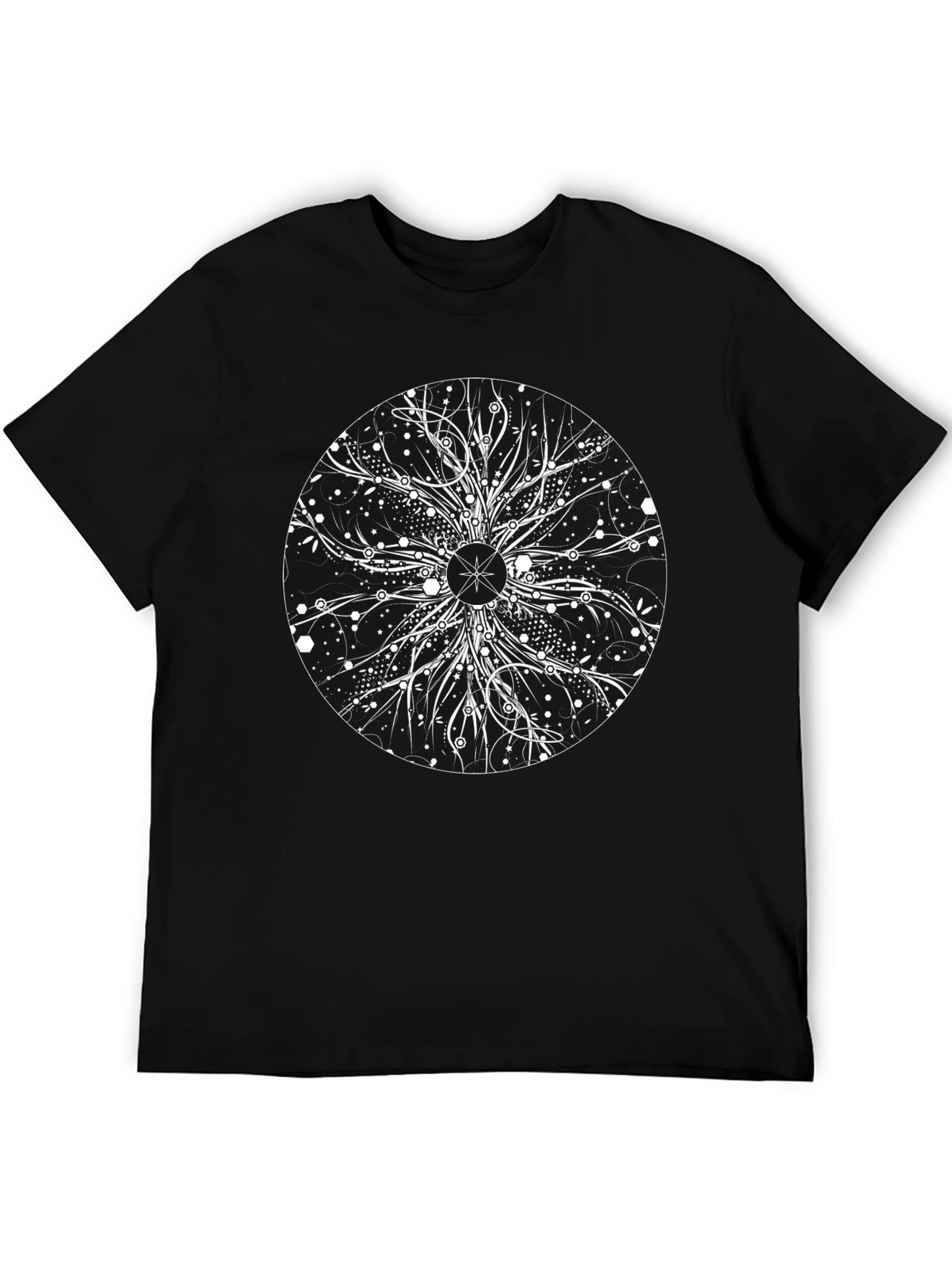 Black Abstract Cosmic Tree Black T-Shirt view 5