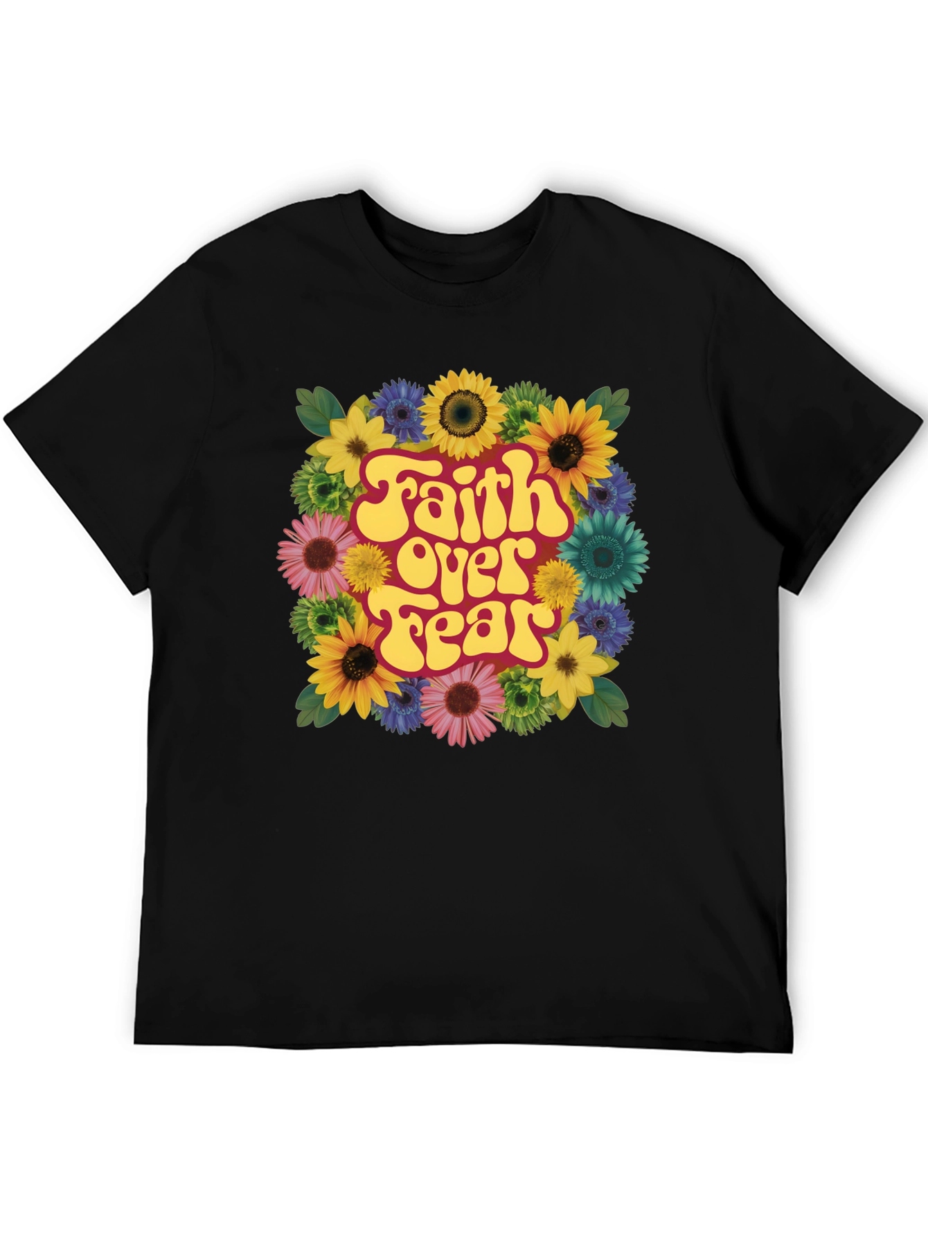 Black Faith Over Fear Floral T-Shirt view 5